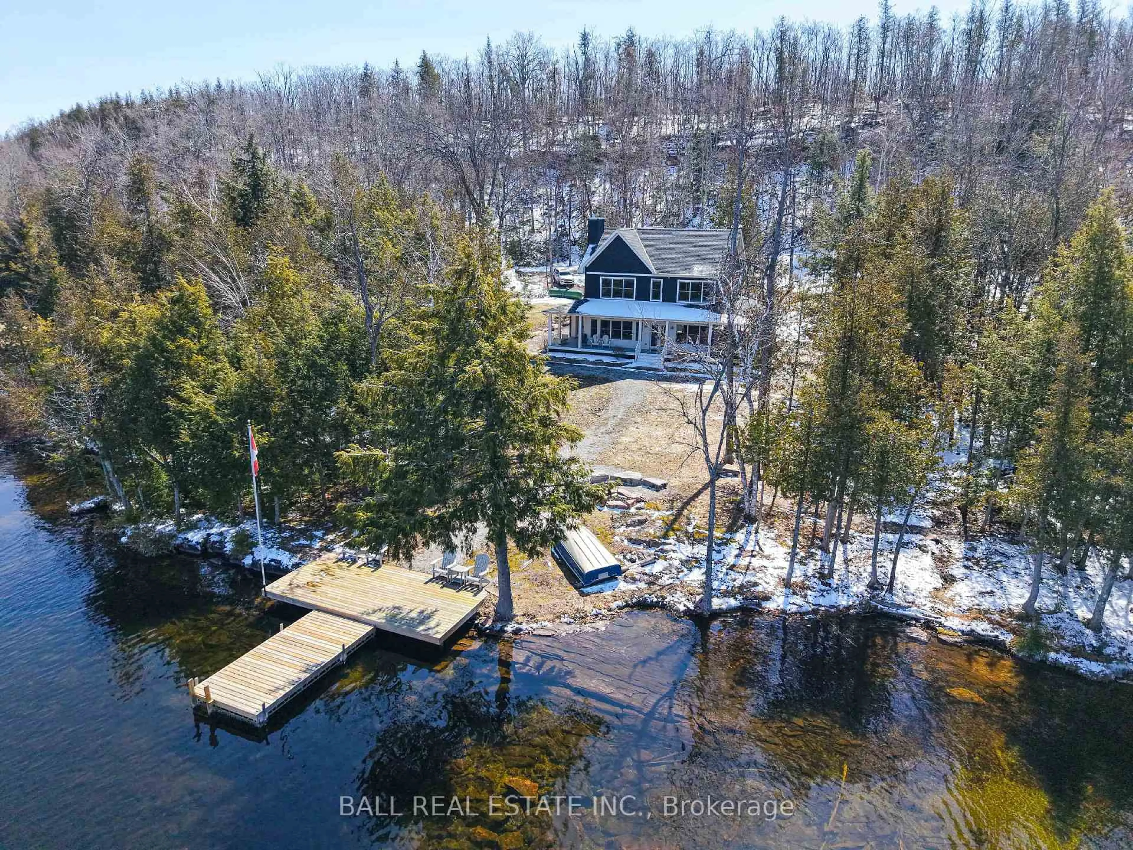 A pic from outside/outdoor area/front of a property/back of a property/a pic from drone, water/lake/river/ocean view for 3174 + 3170 Spring Lane, Selwyn Ontario K0L 2H0