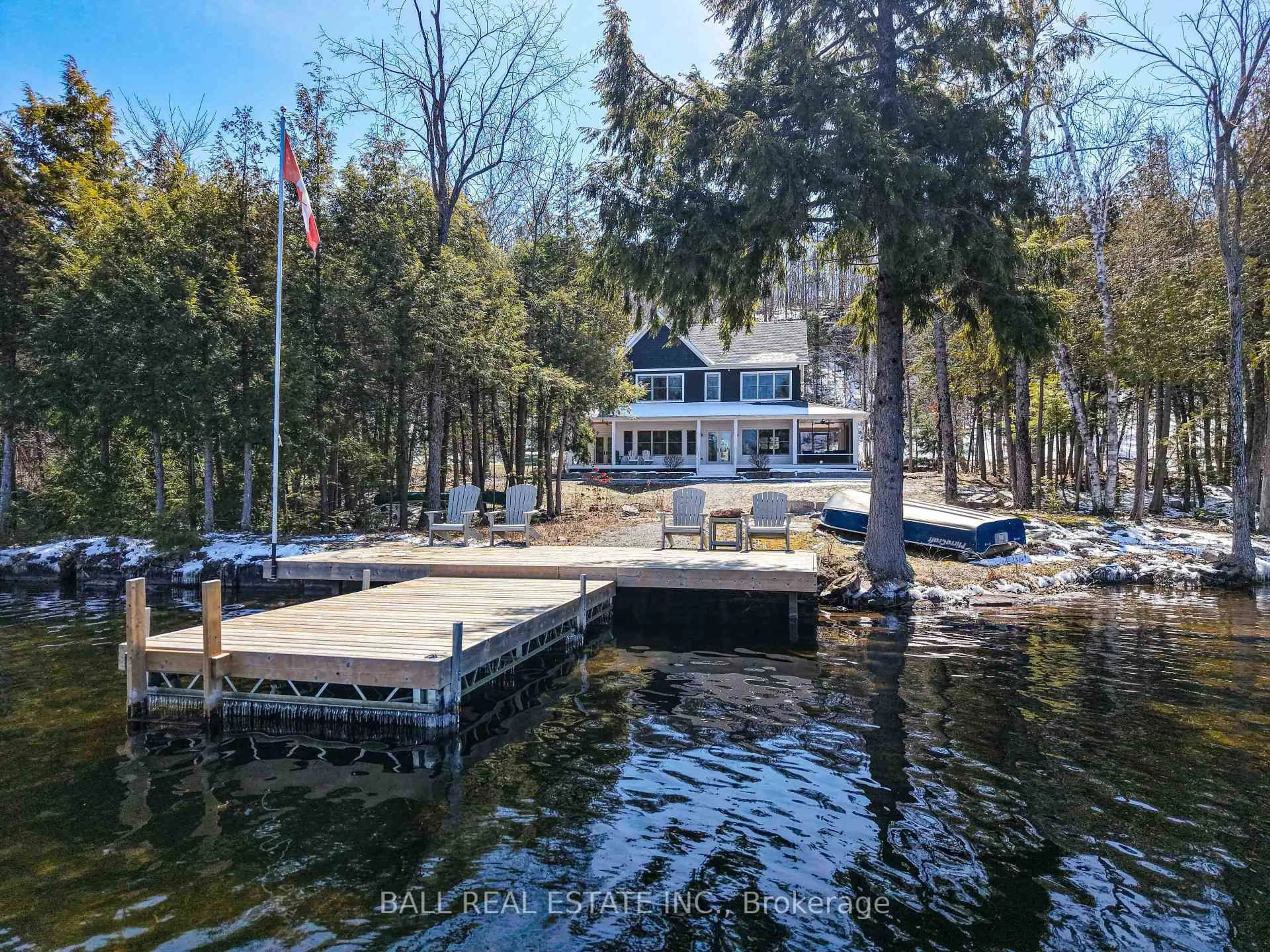 A pic from outside/outdoor area/front of a property/back of a property/a pic from drone, water/lake/river/ocean view for 3174 + 3170 Spring Lane, Selwyn Ontario K0L 2H0