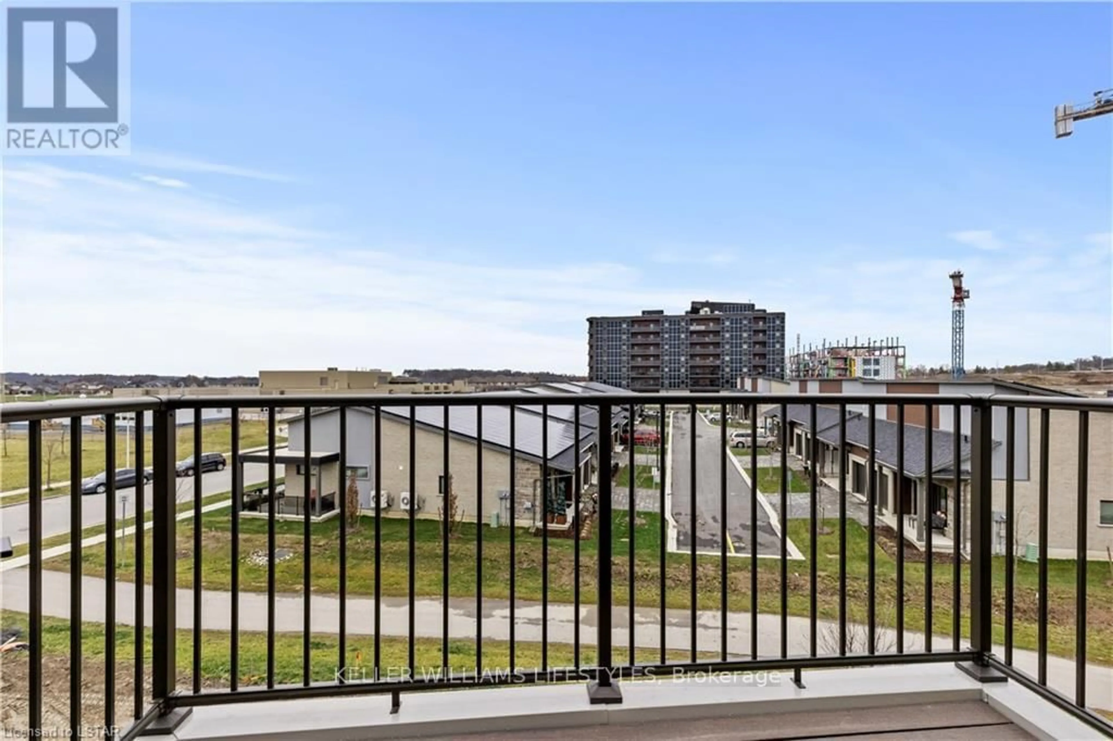 Balcony in the apartment, city buildings view from balcony for 2082 Lumen Dr #B106, London South Ontario N6K 0L3