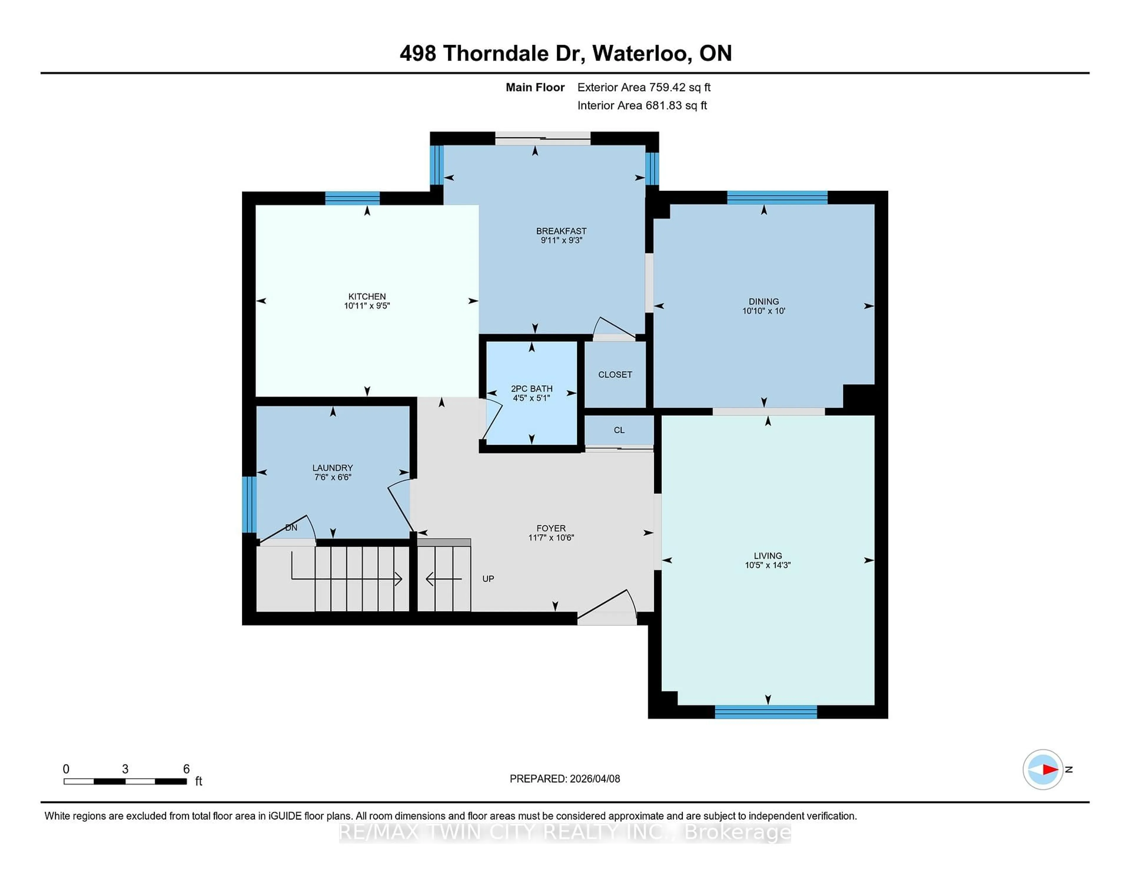 Floor plan for 498 Thorndale Dr, Waterloo Ontario N2T 2A2