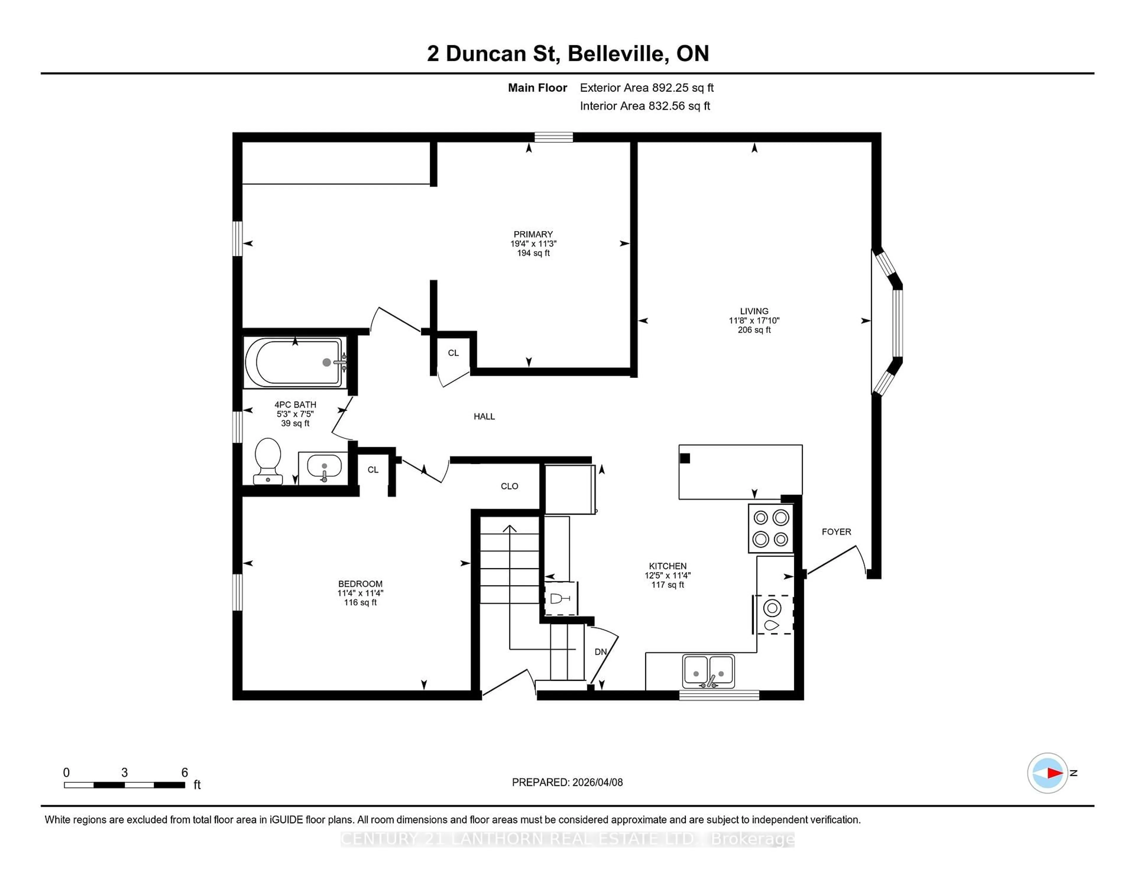 Floor plan for 2 Duncan St, Prince Edward County Ontario K0K 1T0