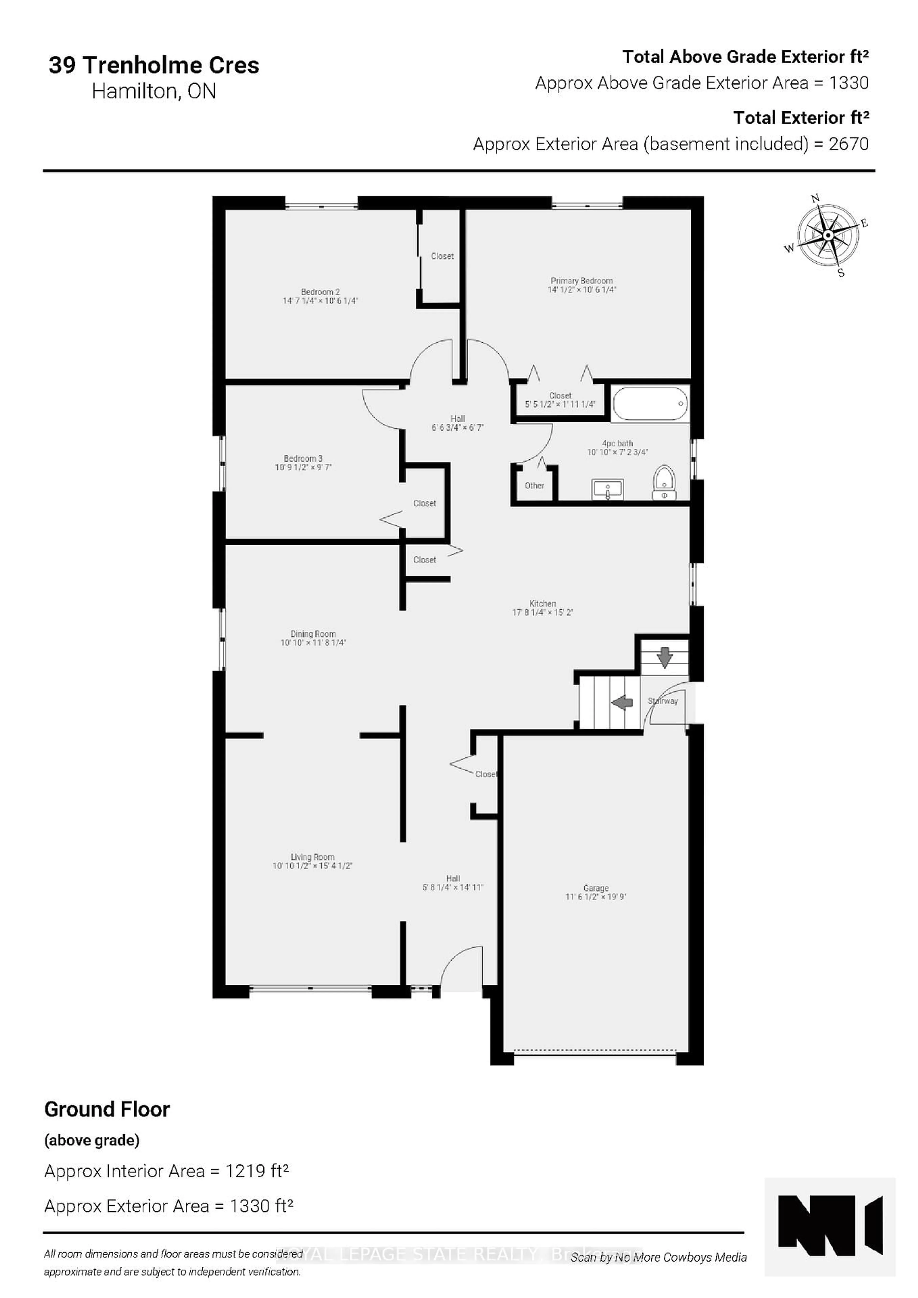 Floor plan for 39 Trenholme Cres, Hamilton Ontario L8W 2L4