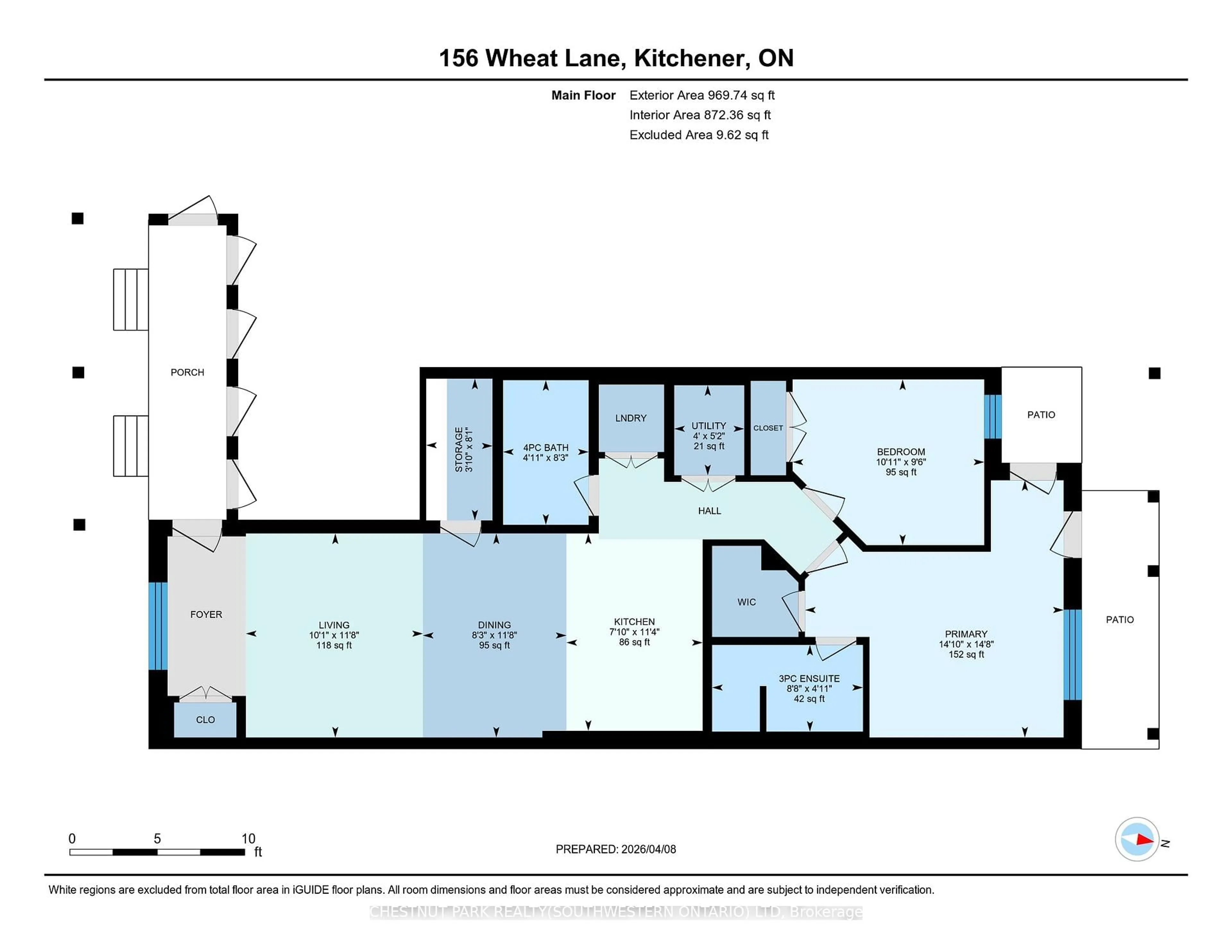 Floor plan for 156 Wheat Lane, Kitchener Ontario N2R 0R4