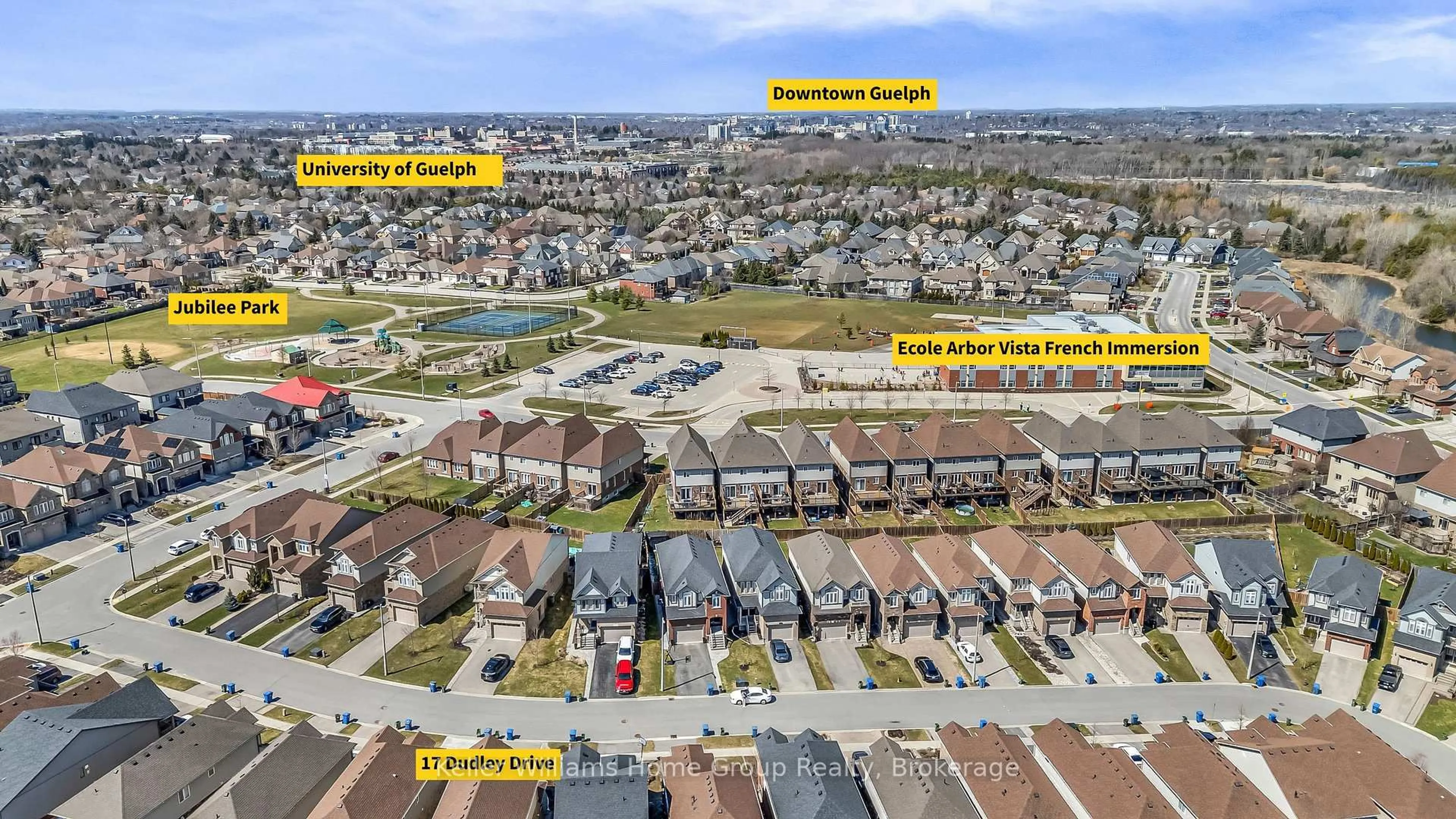 A pic from outside/outdoor area/front of a property/back of a property/a pic from drone, street for 17 Dudley Dr, Guelph Ontario N1G 0E5
