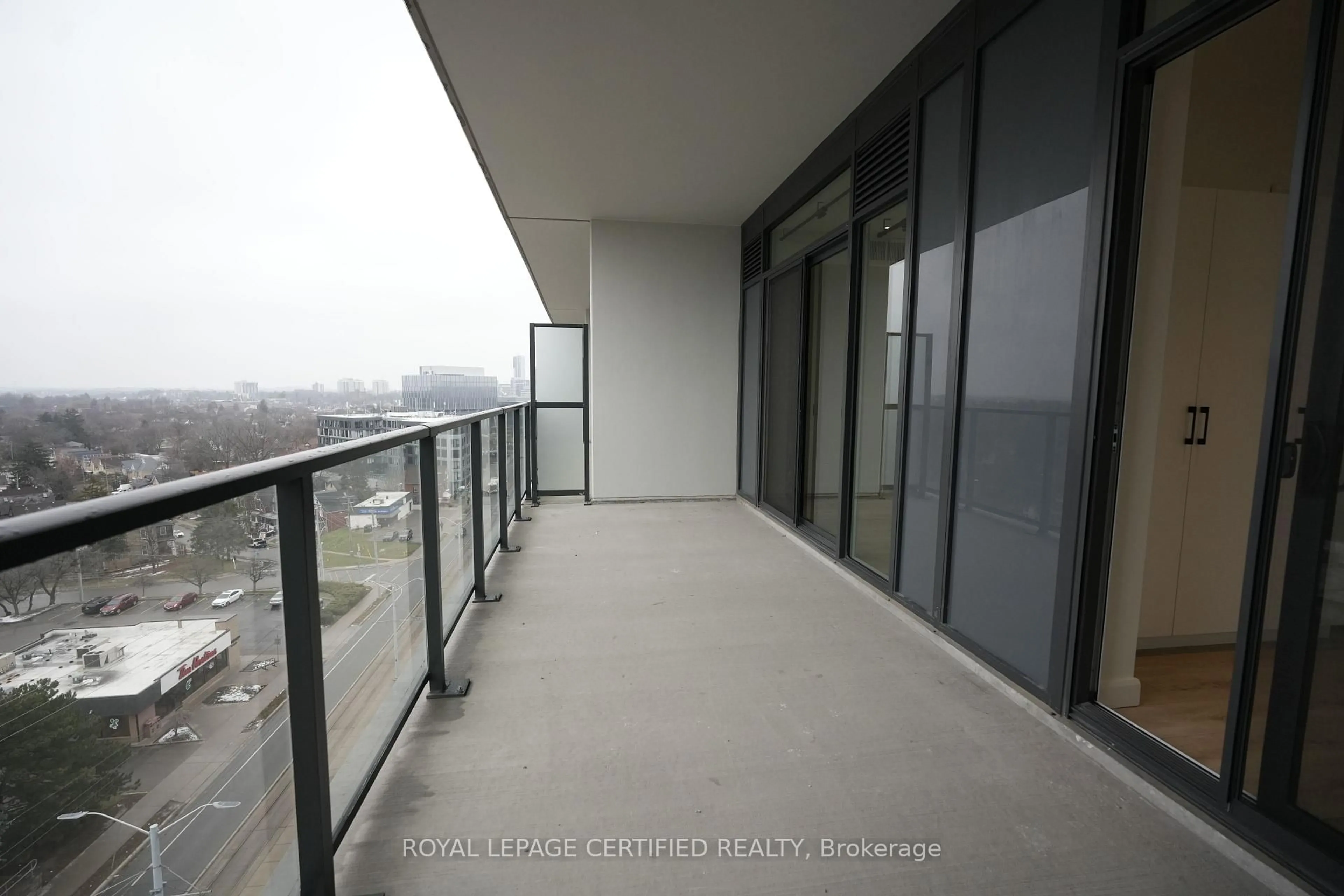 Balcony in the apartment, city buildings view from balcony for 741 King St #903, Kitchener Ontario N2G 1E5
