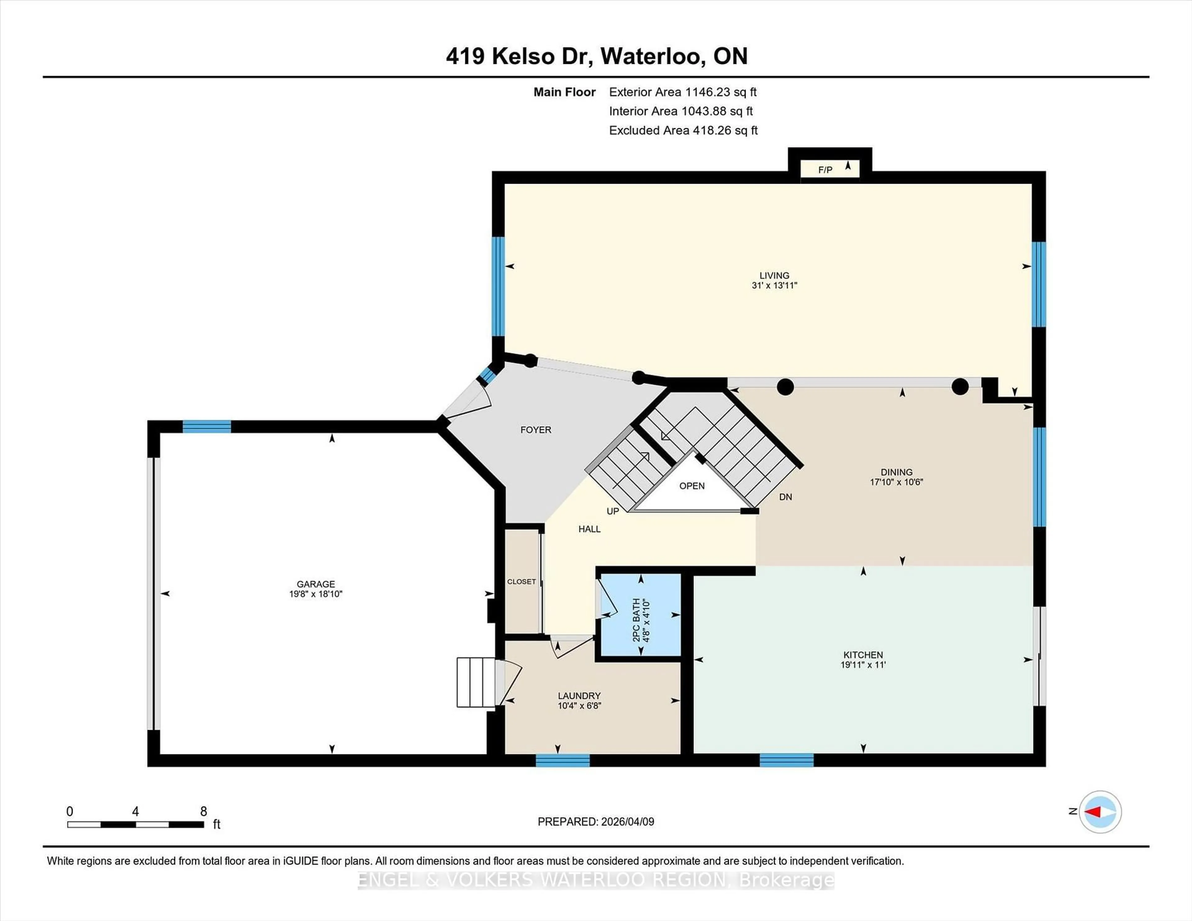 Floor plan for 419 Kelso Dr, Waterloo Ontario N2V 2S1