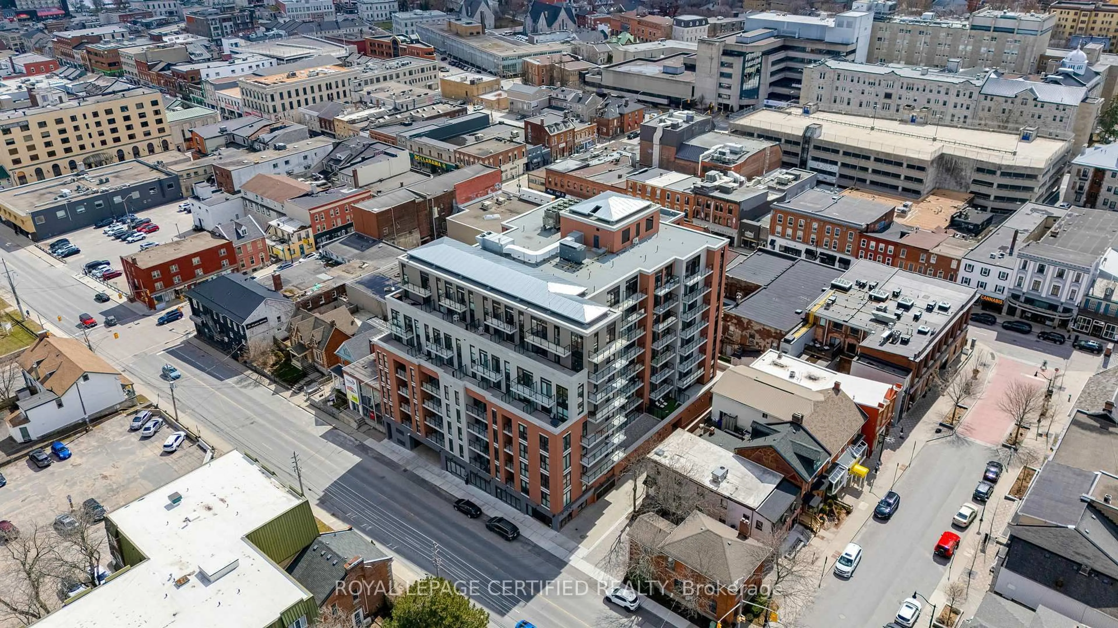 A pic from outside/outdoor area/front of a property/back of a property/a pic from drone, city buildings view from balcony for 223 Princess St #714, Kingston Ontario K7L 1B3