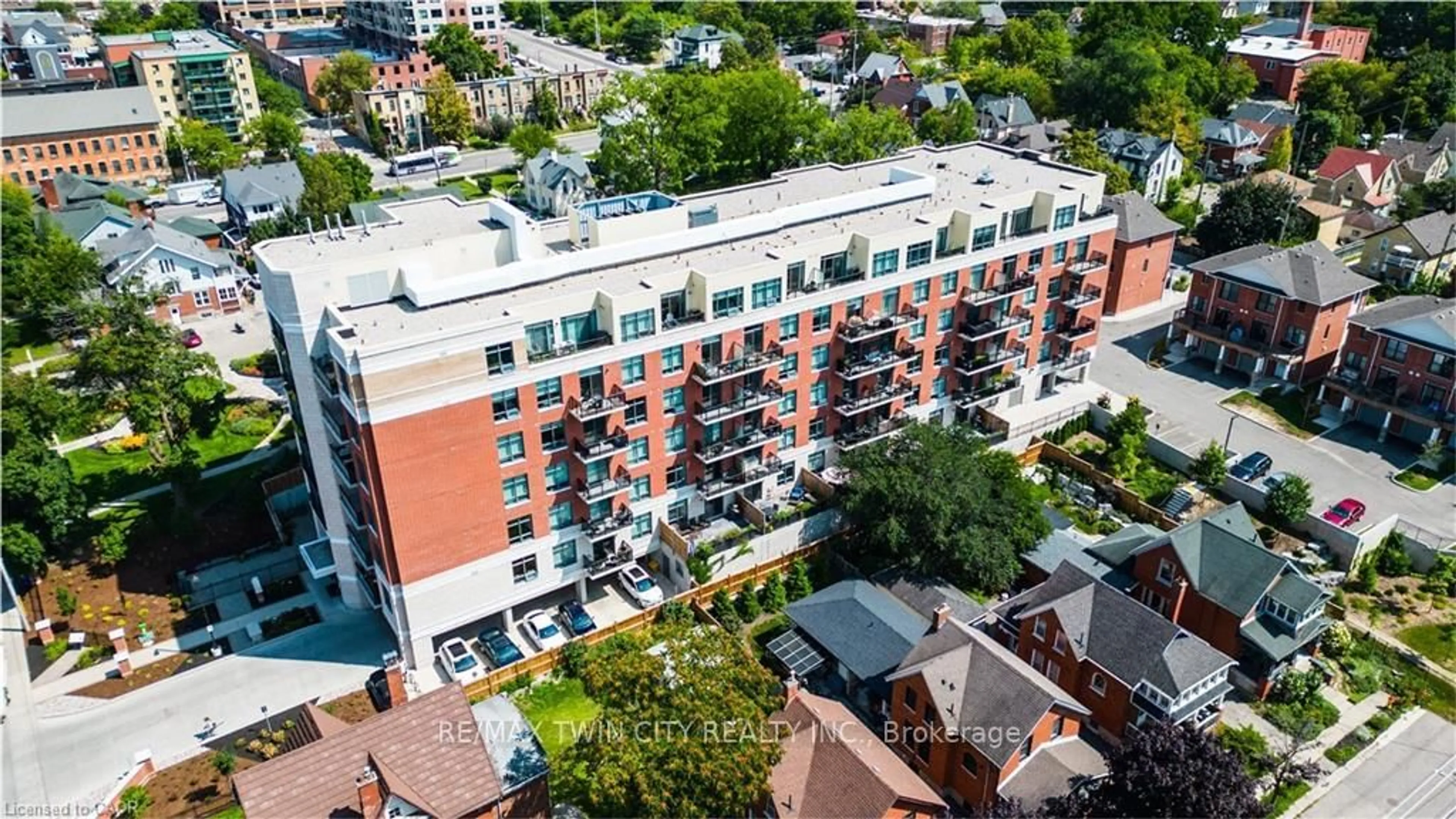 A pic from outside/outdoor area/front of a property/back of a property/a pic from drone, city buildings view from balcony for 399 QUEEN St #317, Kitchener Ontario N2G 0C4