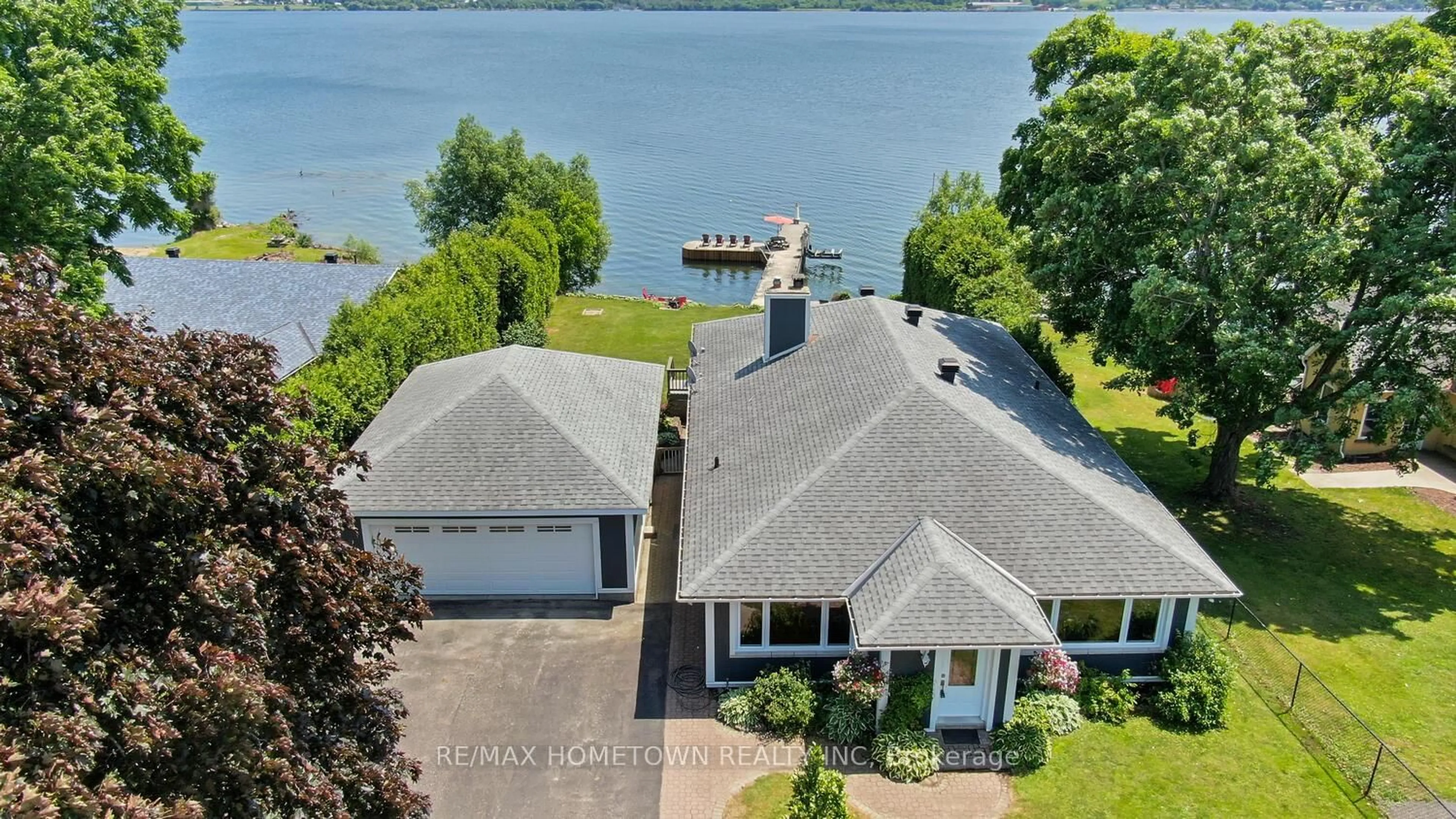 A pic from outside/outdoor area/front of a property/back of a property/a pic from drone, water/lake/river/ocean view for 1643 County Road 2 Rd, Augusta Ontario K0E 1T0