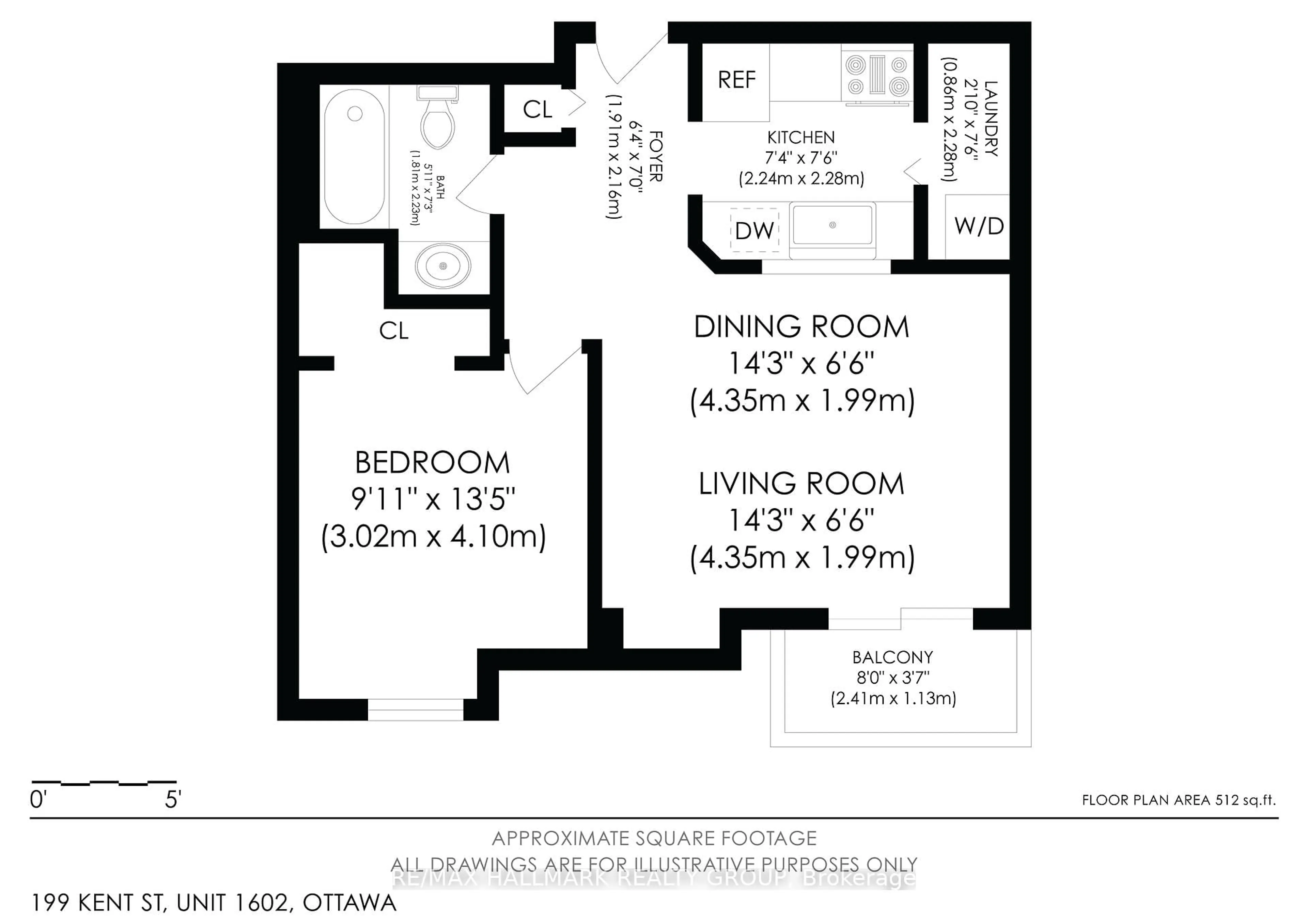 Floor plan for 199 Kent St #1602, Ottawa Ontario K2P 2K8