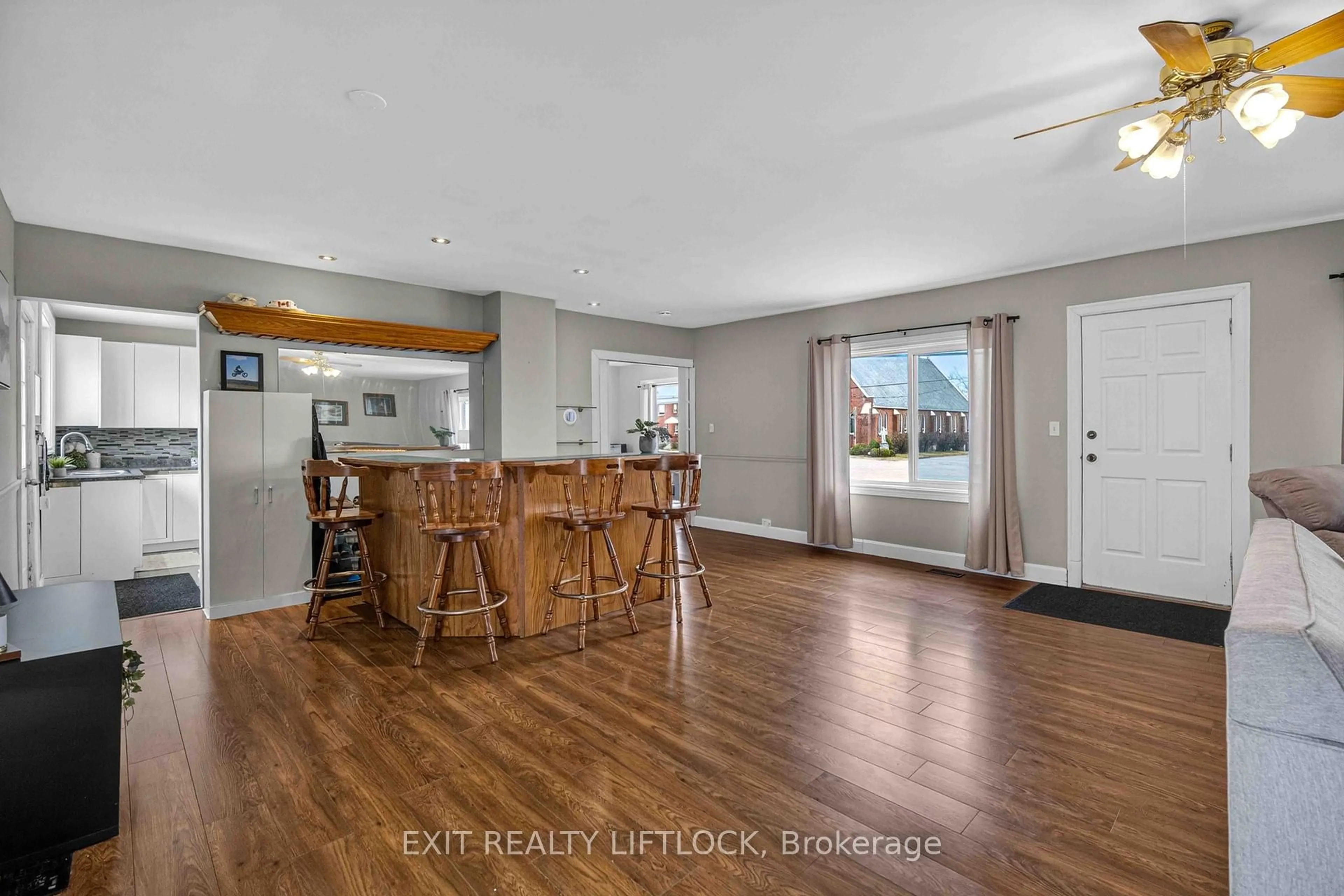 Open concept kitchen, wood/laminate floor for 1833 Keene Rd, Otonabee-South Monaghan Ontario K9J 6X7