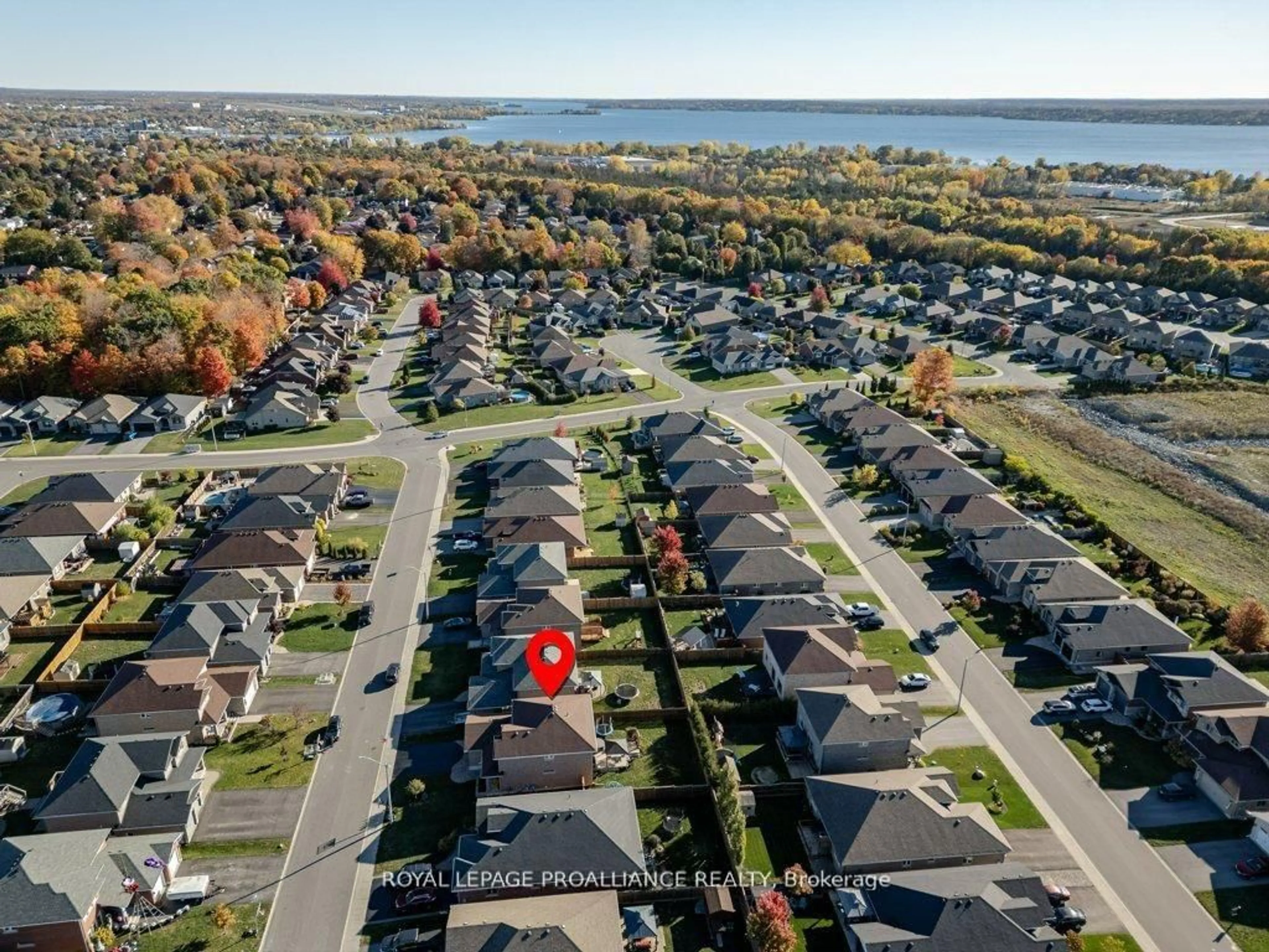A pic from outside/outdoor area/front of a property/back of a property/a pic from drone, water/lake/river/ocean view for 60 Crews Cres, Quinte West Ontario K8V 0G4