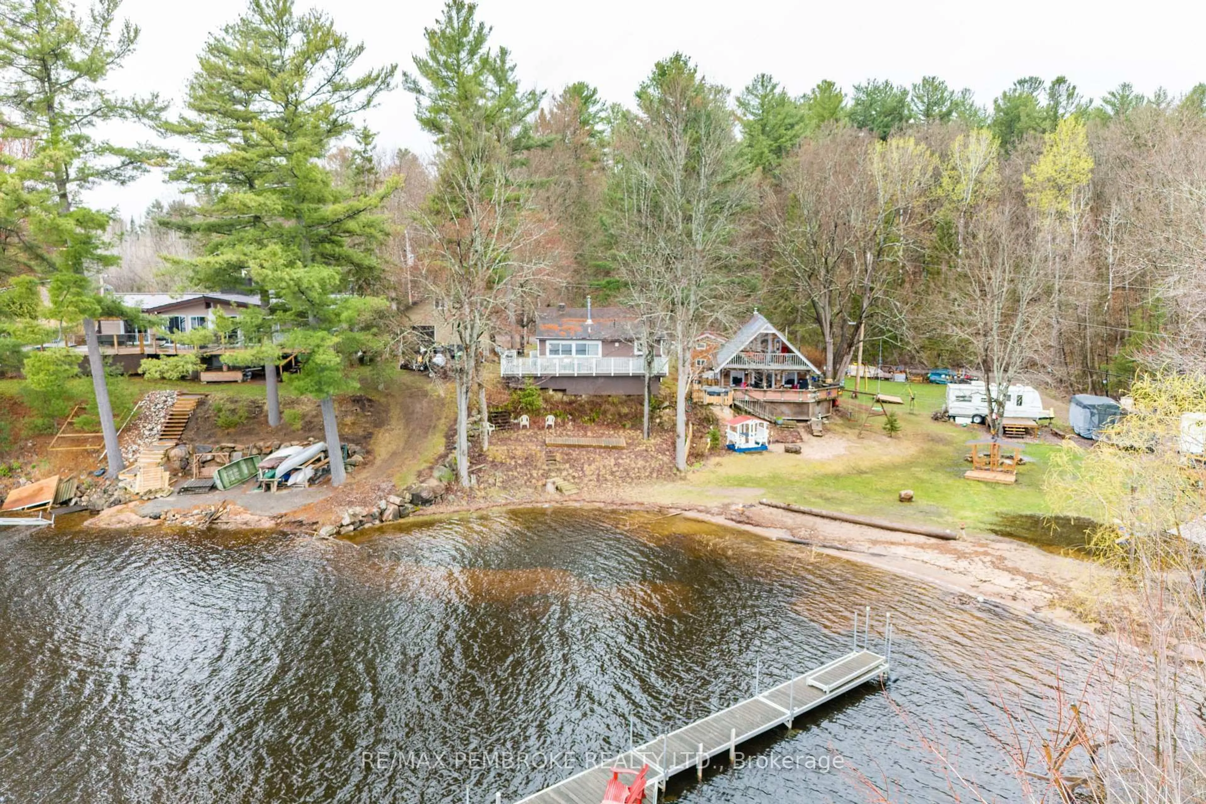 A pic from outside/outdoor area/front of a property/back of a property/a pic from drone, water/lake/river/ocean view for 80 Macgregor Bay Tr, Pembroke Ontario K8A 8K9