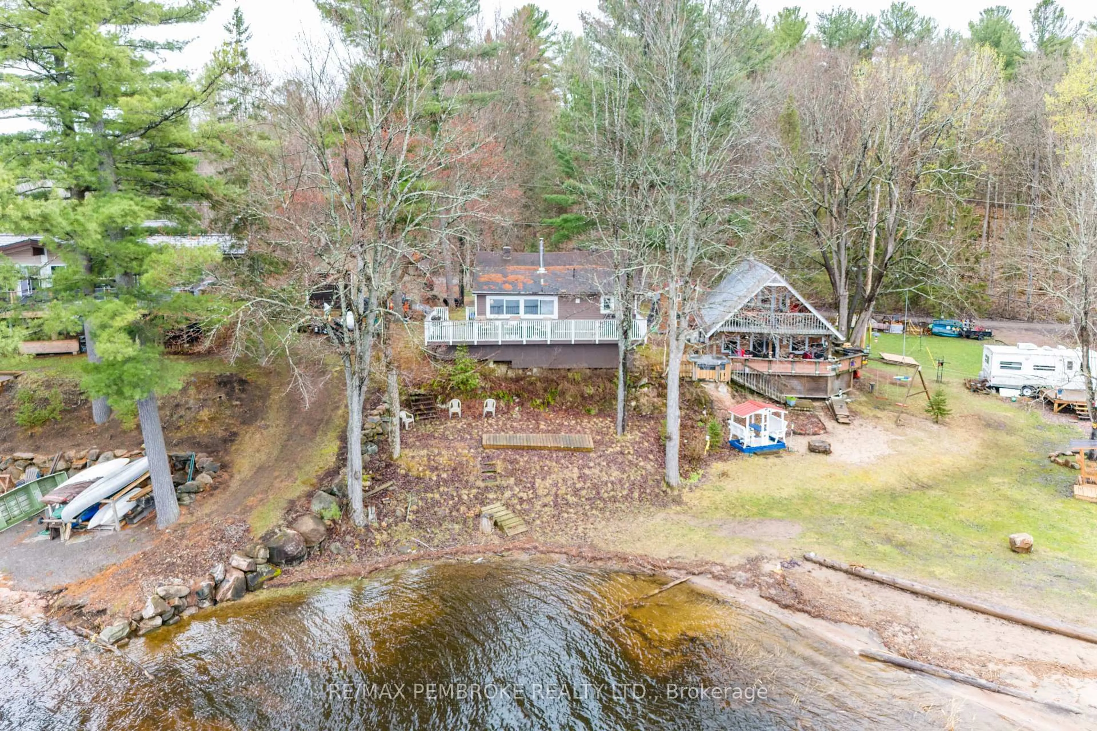 A pic from outside/outdoor area/front of a property/back of a property/a pic from drone, water/lake/river/ocean view for 80 Macgregor Bay Tr, Pembroke Ontario K8A 8K9