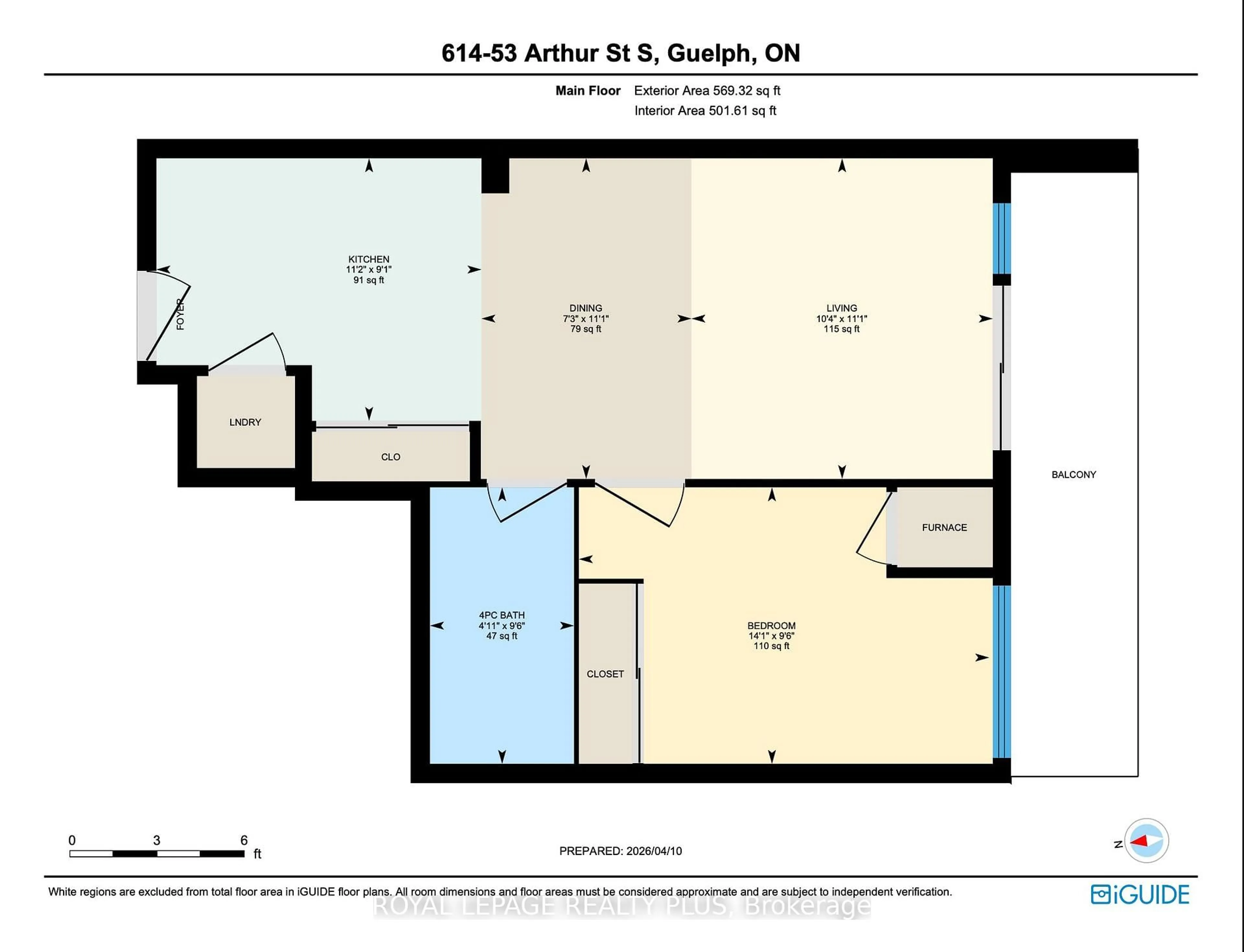 Floor plan for 53 Arthur St #614, Guelph Ontario N1E 0S6