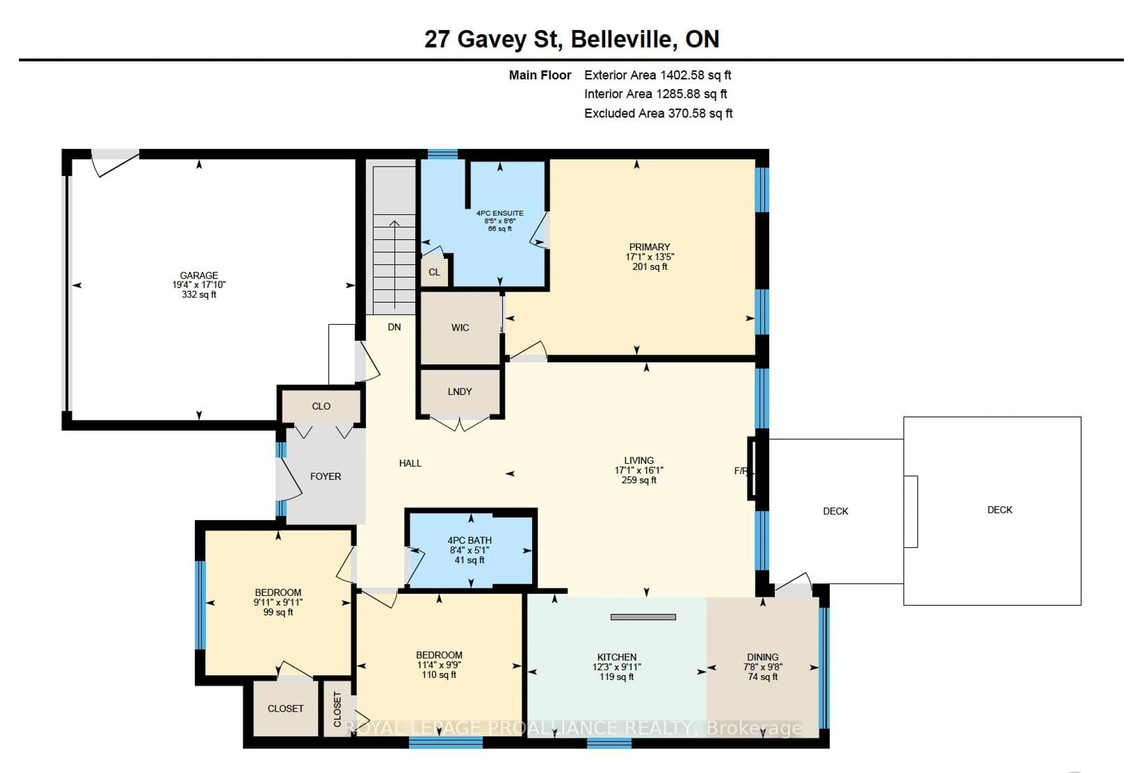Floor plan for 27 Gavey St, Belleville Ontario K8N 0M1