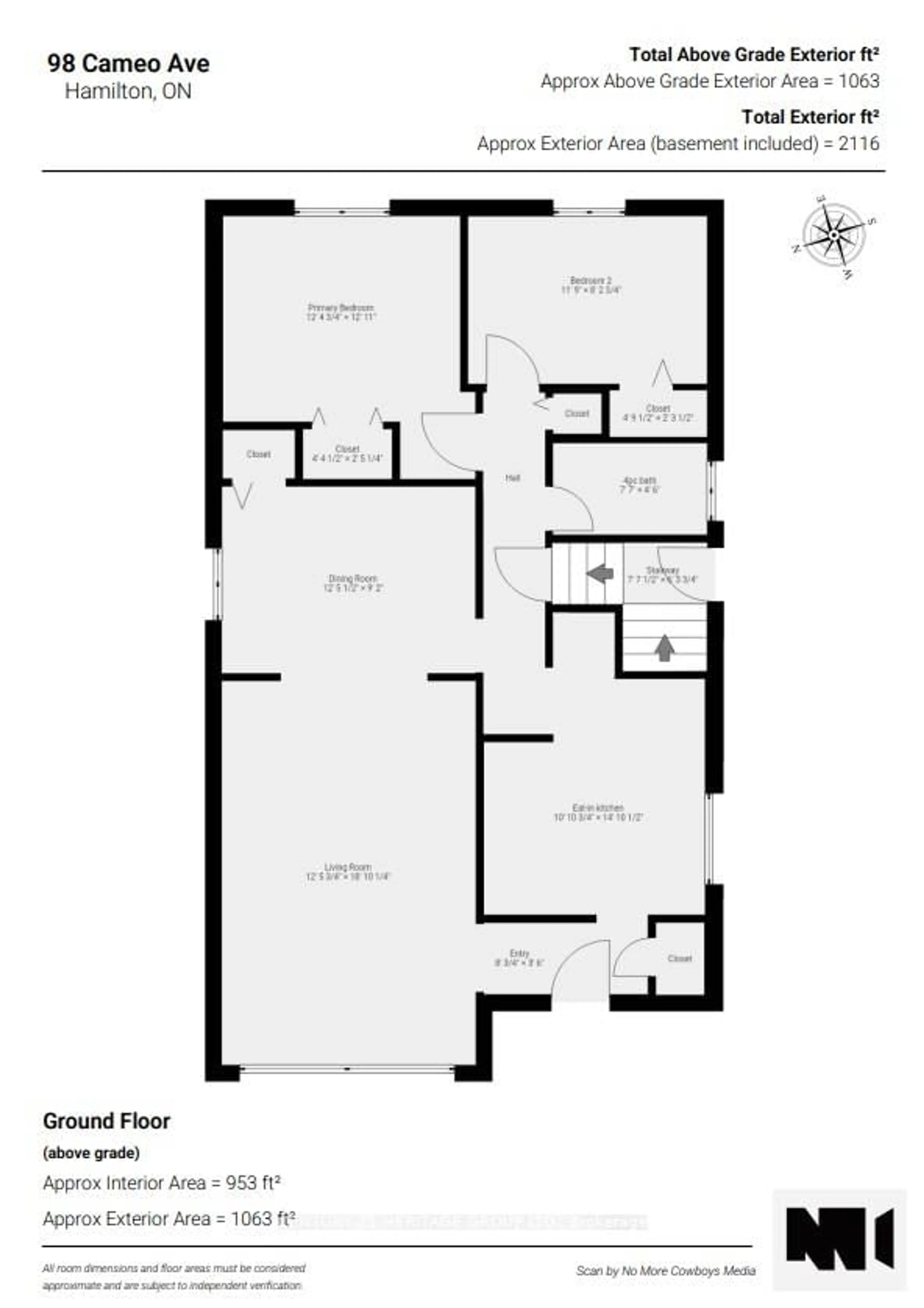 Floor plan for 98 Cameo Ave, Hamilton Ontario L8V 2H3