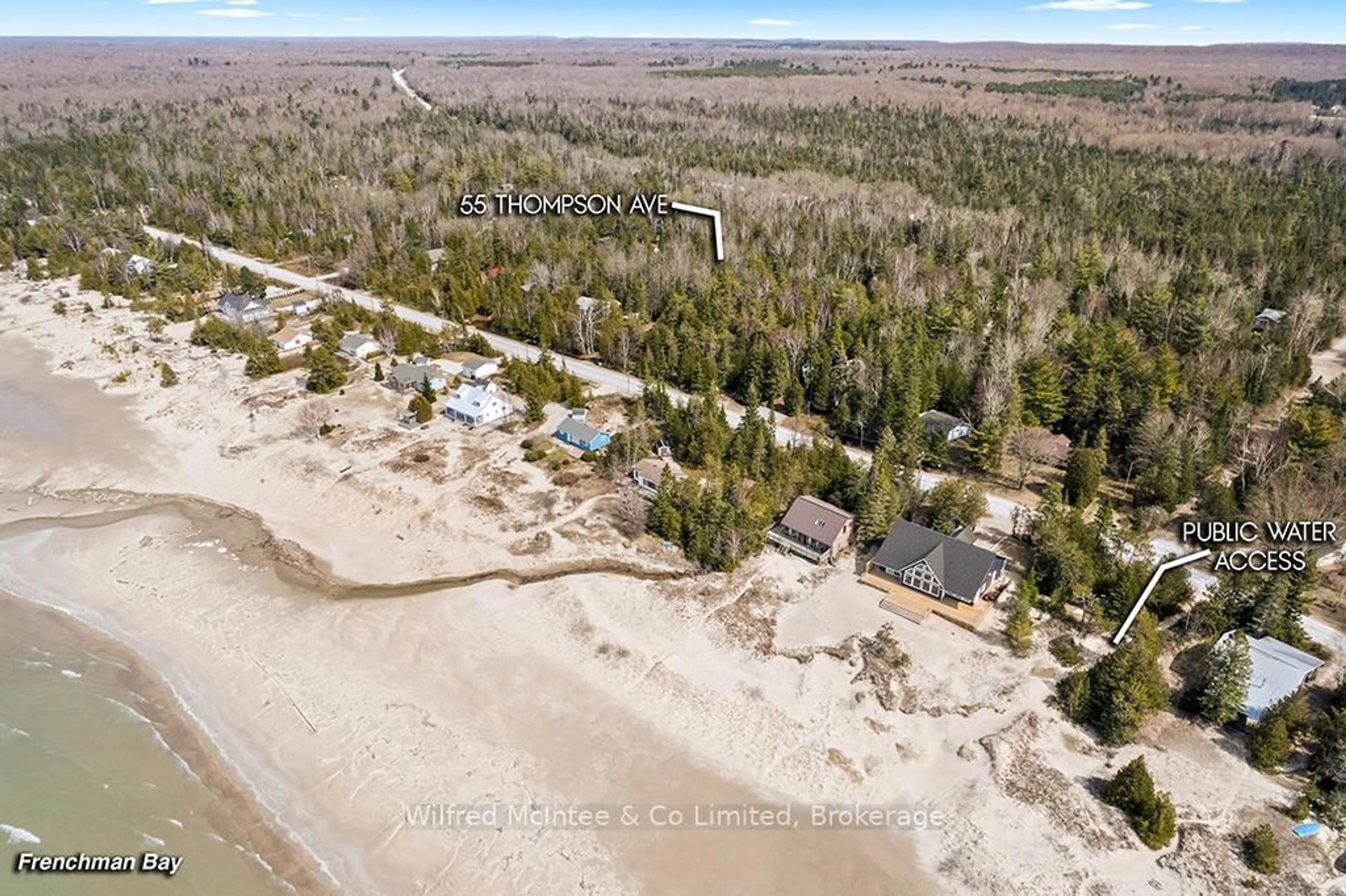 A pic from outside/outdoor area/front of a property/back of a property/a pic from drone, water/lake/river/ocean view for 55 Thompson Ave, Native Leased Lands Ontario N0H 2G0