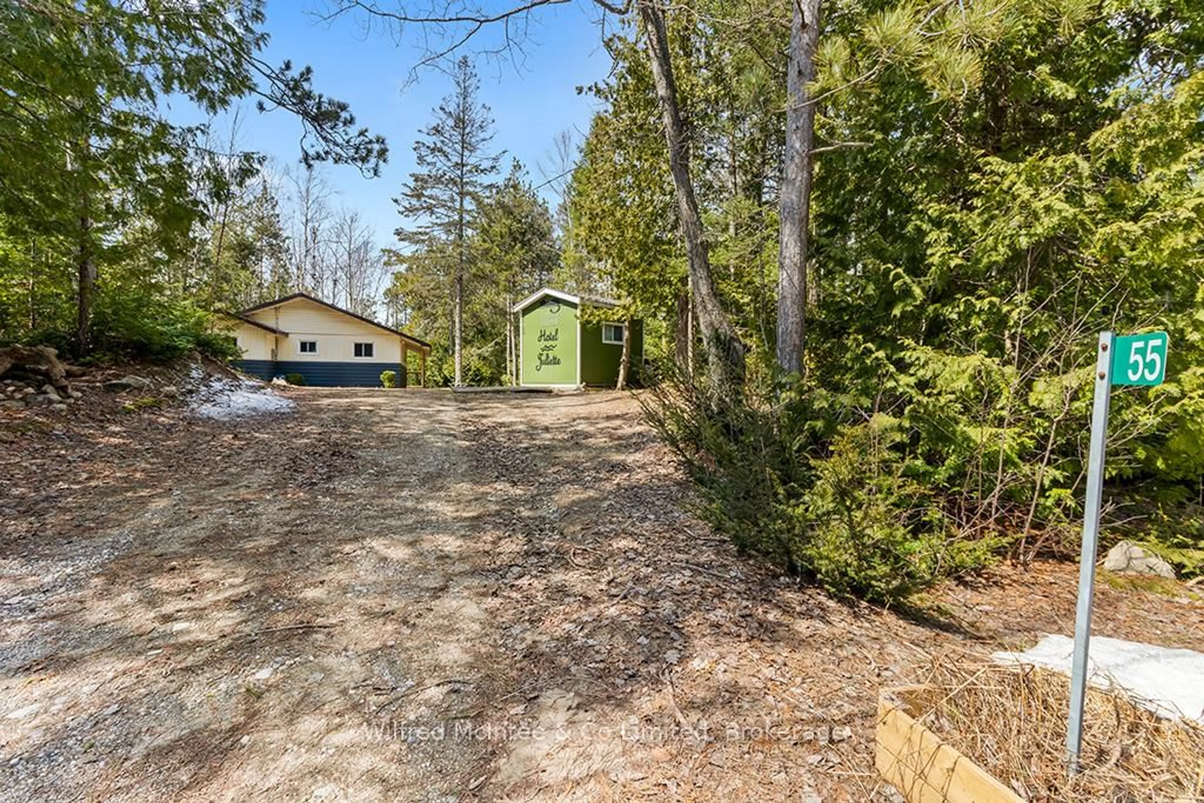A pic from outside/outdoor area/front of a property/back of a property/a pic from drone, forest/trees view for 55 Thompson Ave, Native Leased Lands Ontario N0H 2G0