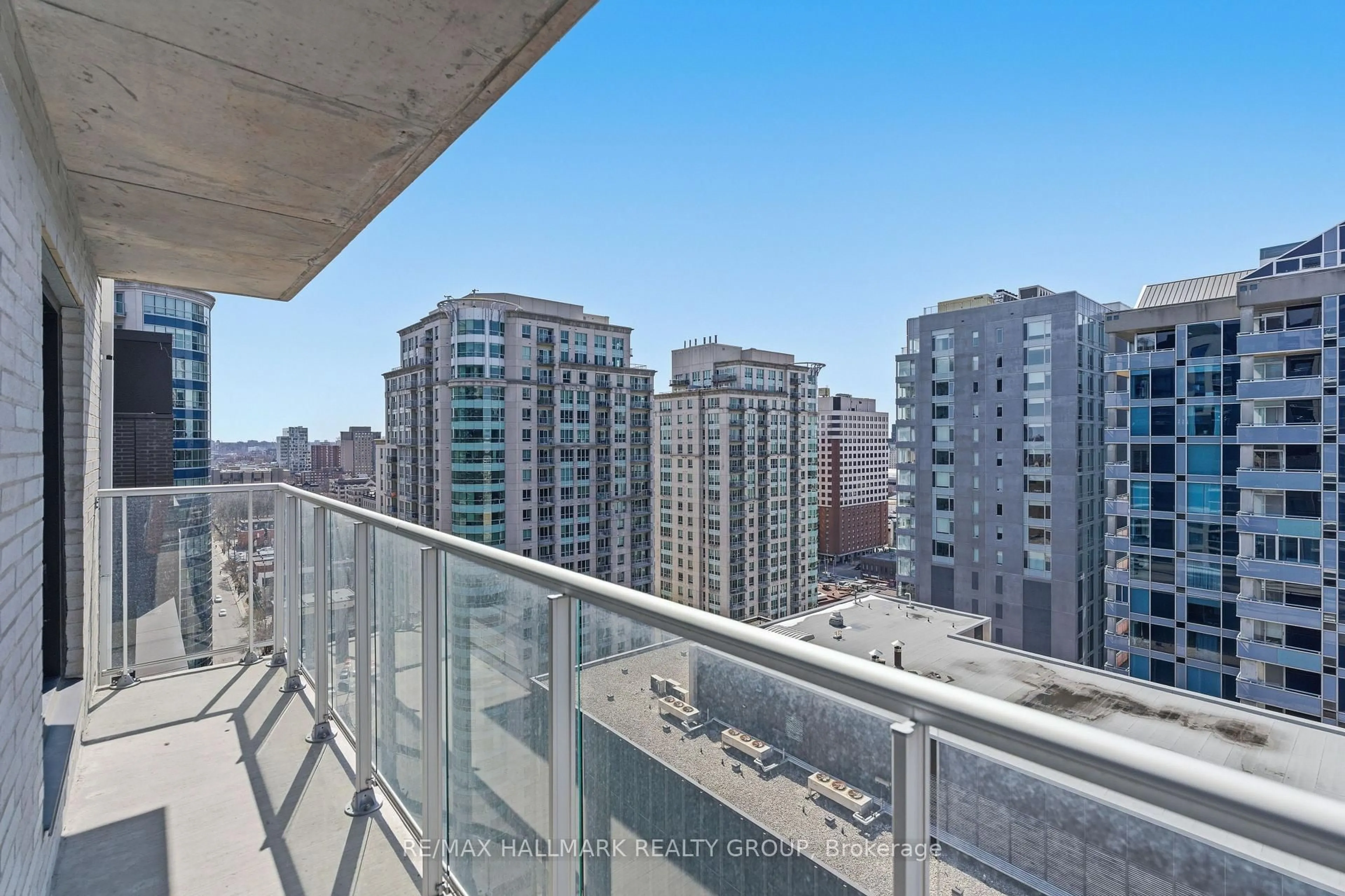 Balcony in the apartment, city buildings view from balcony for 180 George St #2001, Ottawa Ontario K1N 0G8