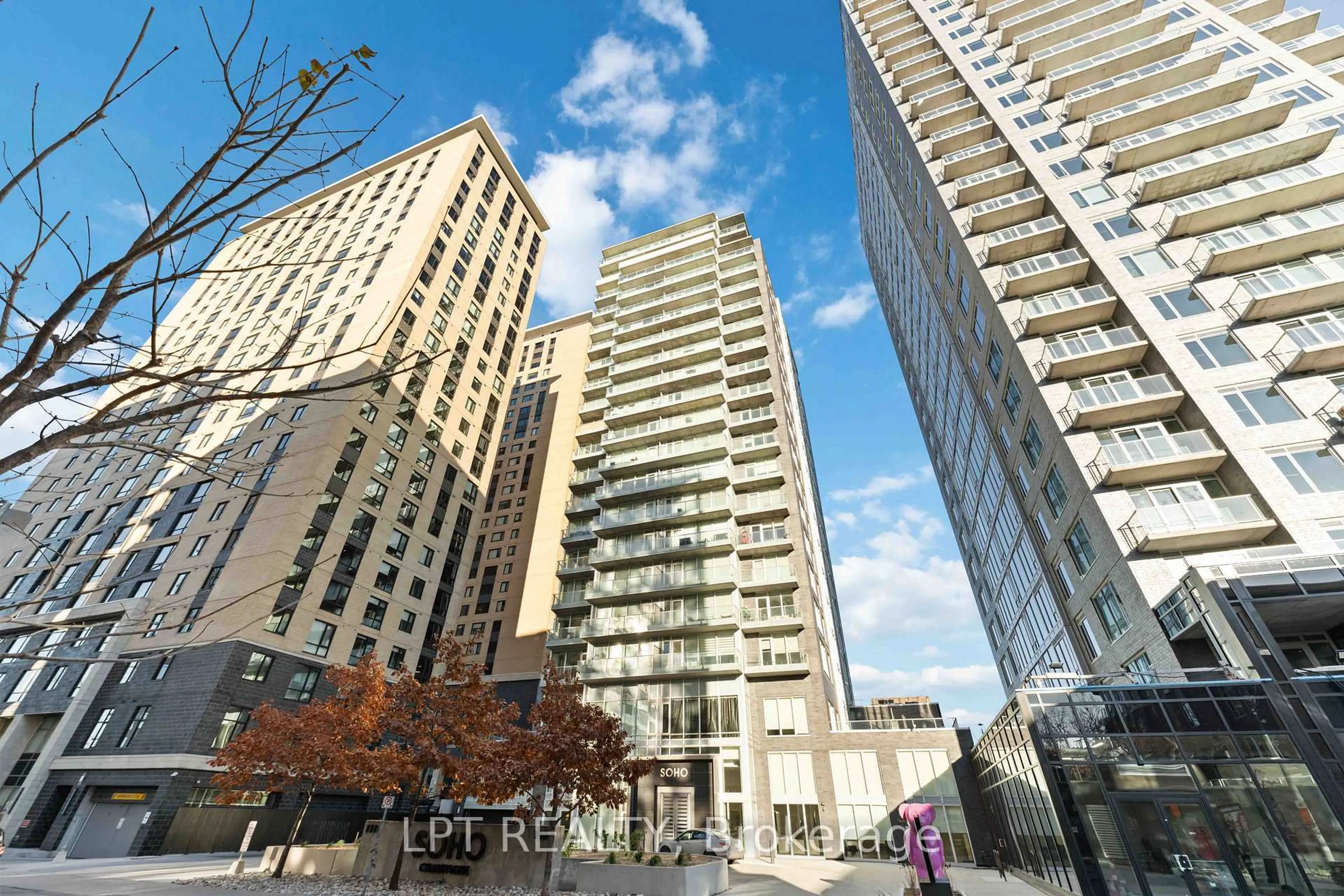 Patio, city buildings view from balcony for 111 Champagne Ave #307, Ottawa Ontario K1S 5V3