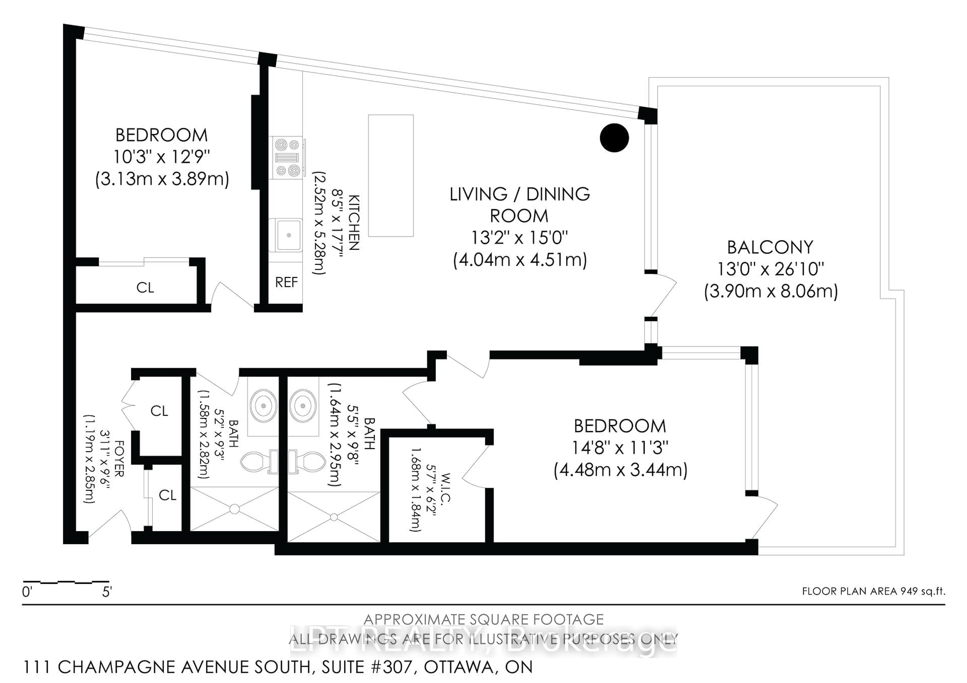 Floor plan for 111 Champagne Ave #307, Ottawa Ontario K1S 5V3