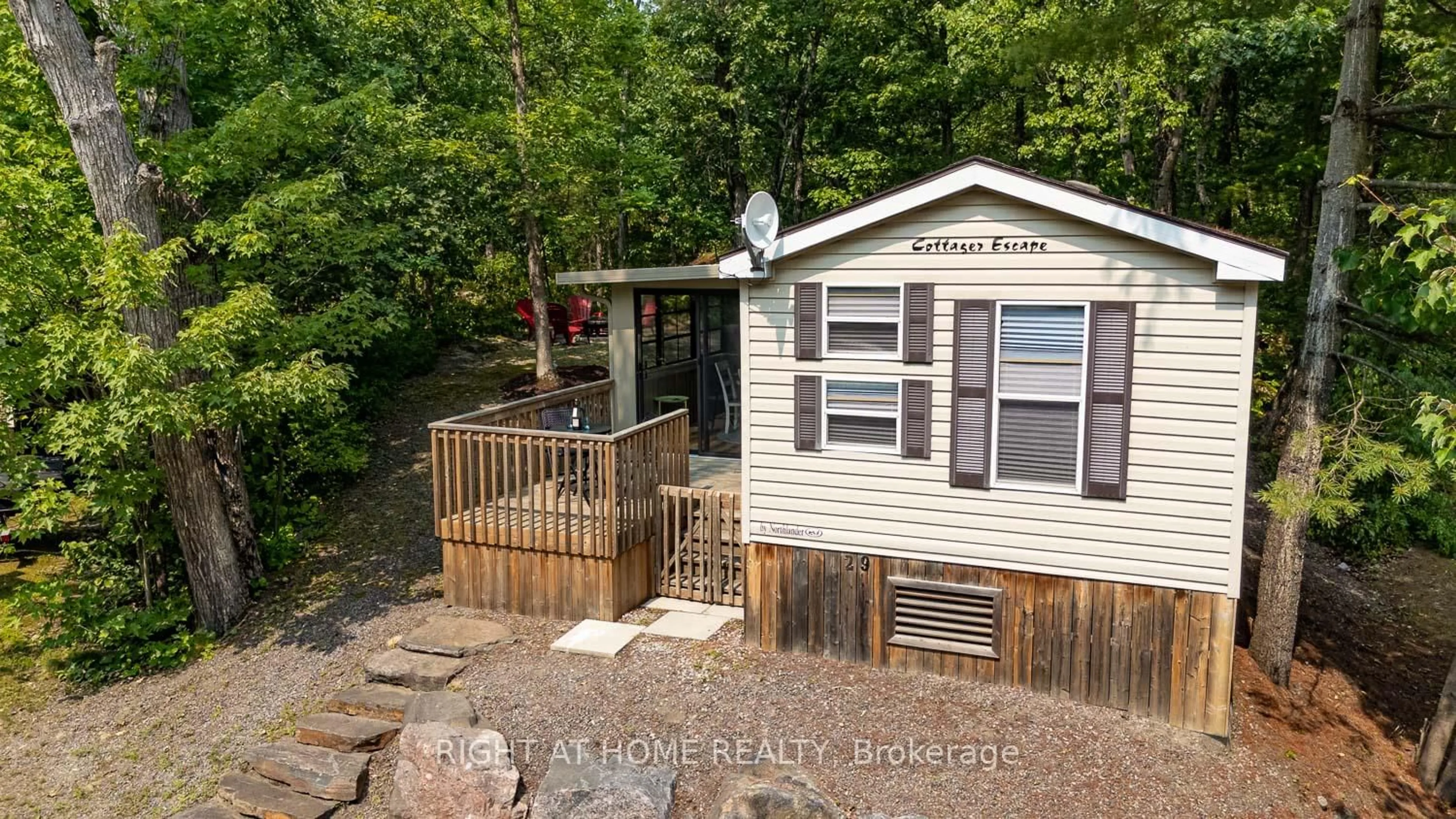 A pic from outside/outdoor area/front of a property/back of a property/a pic from drone, water/lake/river/ocean view for 1336 South Morrison Lake Rd #29 Maple Ridge, Gravenhurst Ontario P0E 1G0