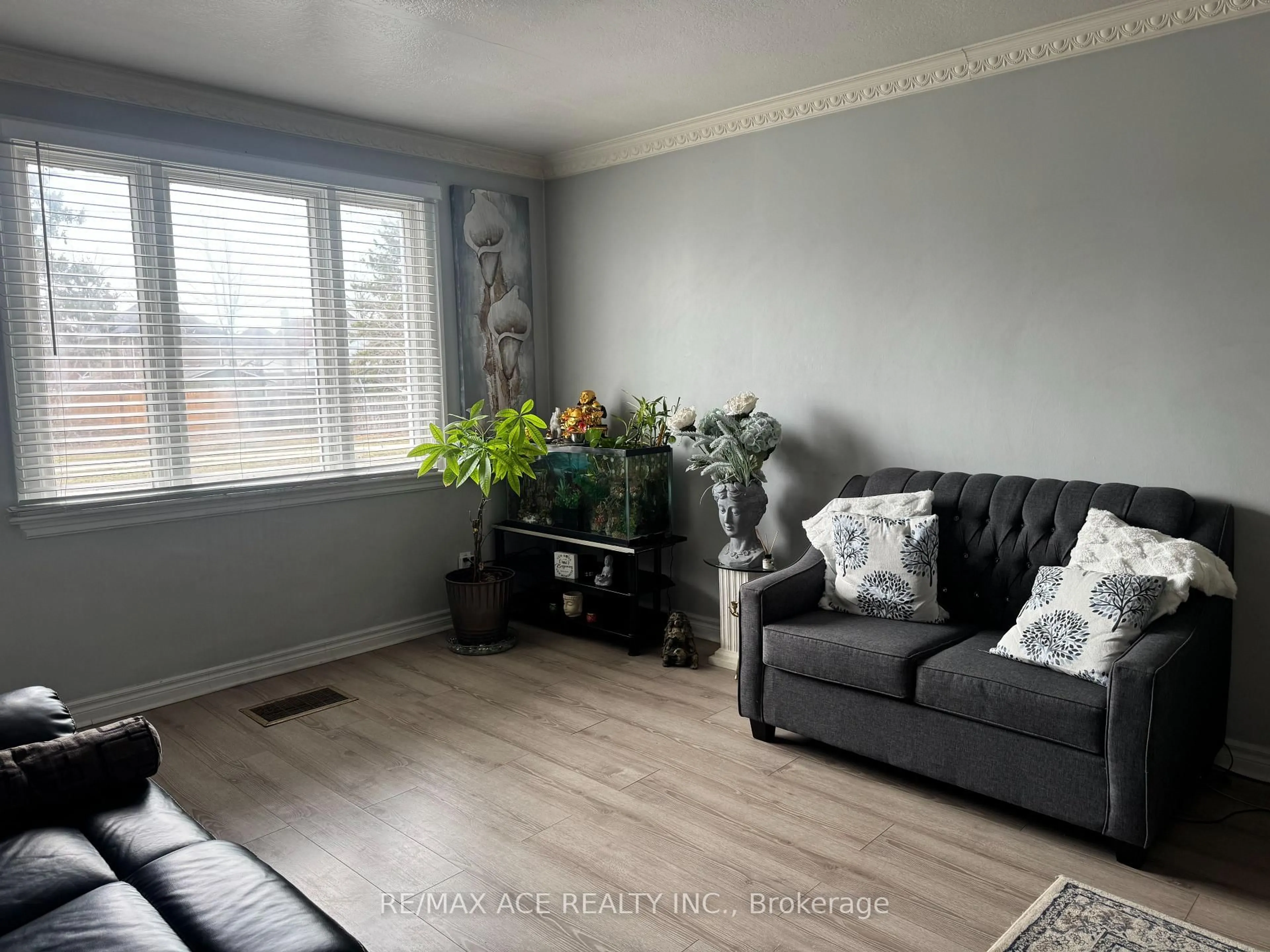 Living room with furniture, wood/laminate floor for 92 Ware St, Peterborough Ontario K9J 2B7