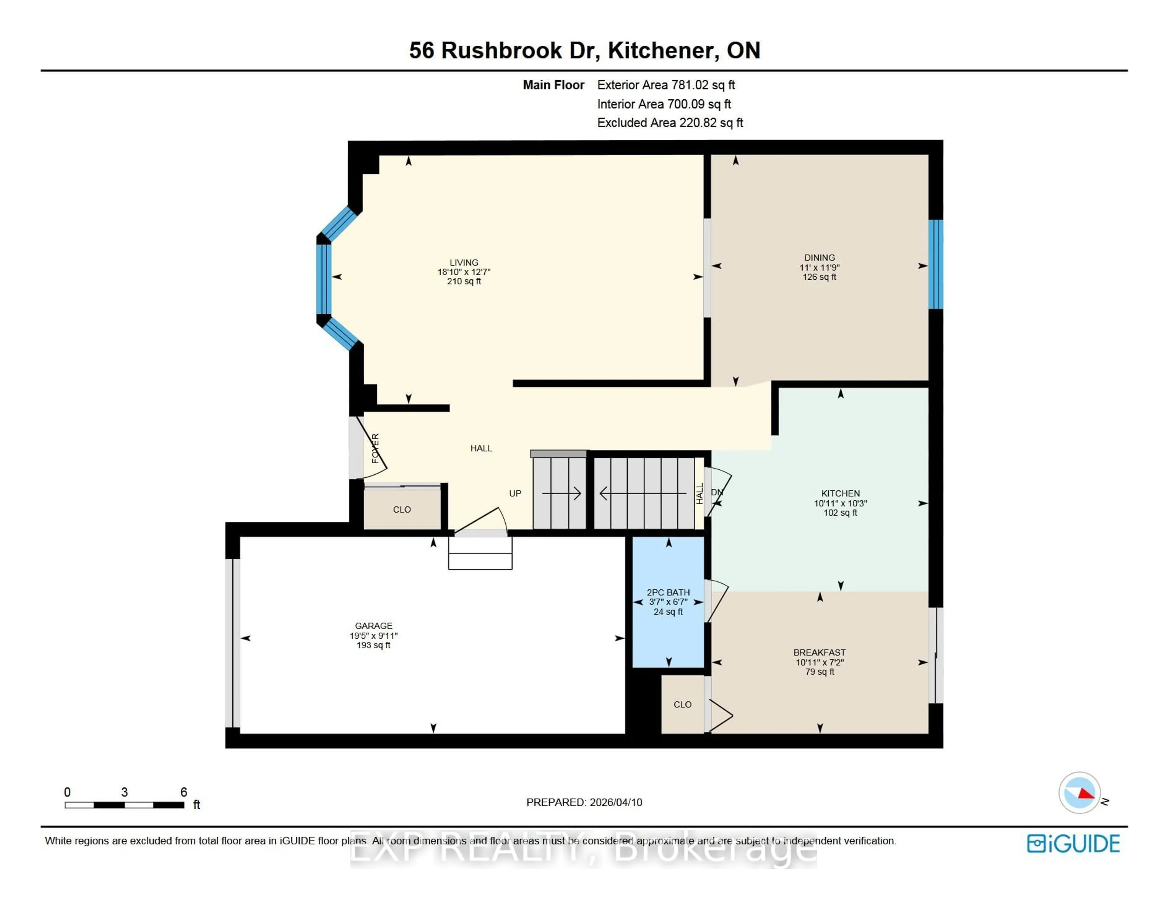 Floor plan for 56 Rushbrook Dr, Kitchener Ontario N2E 3C9