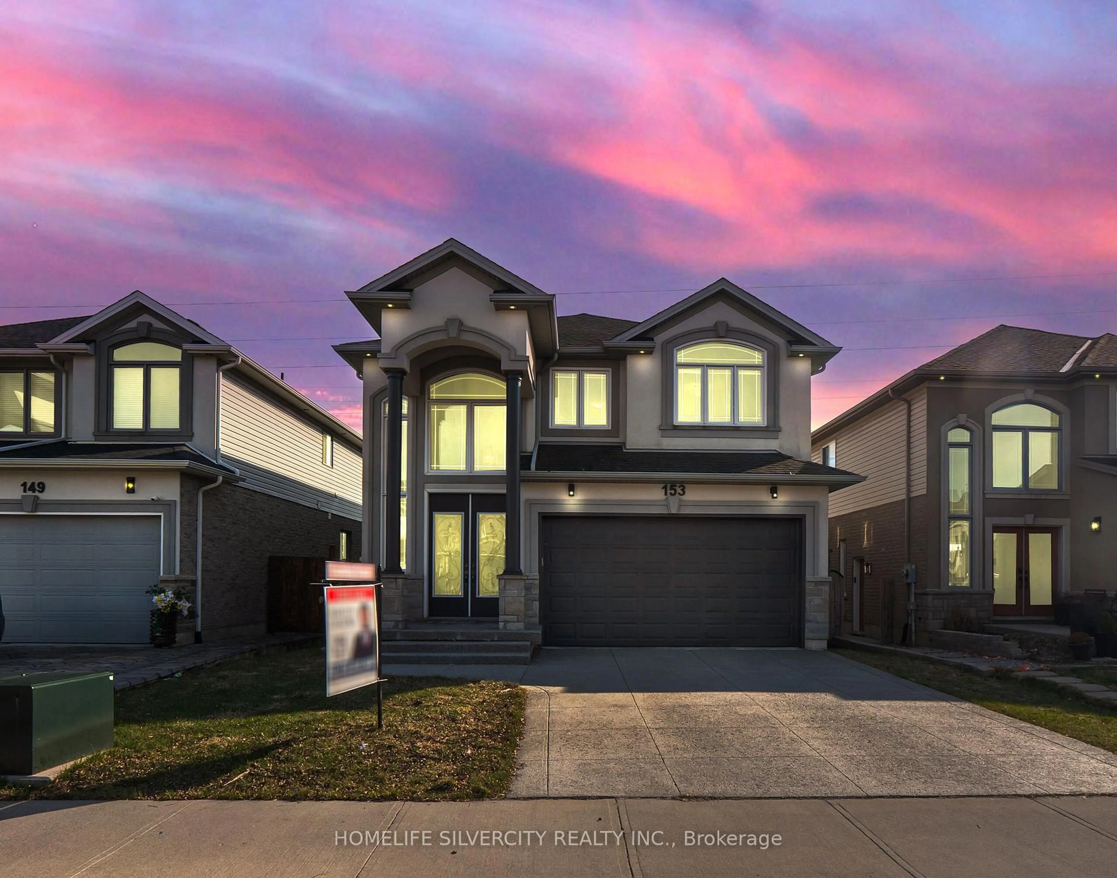 Home with vinyl exterior material, street for 153 Medici Lane, Hamilton Ontario L9B 0G7