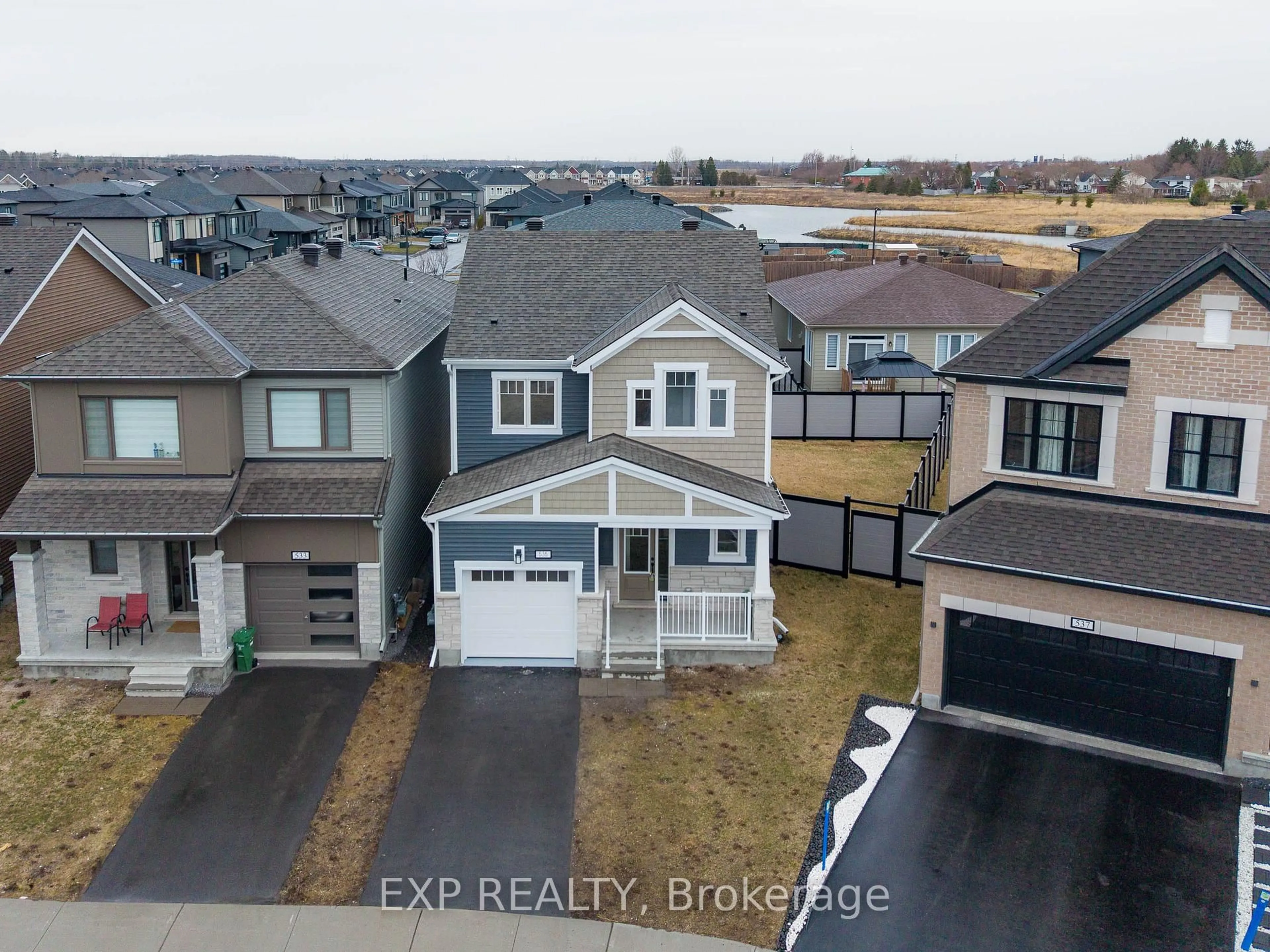 A pic from outside/outdoor area/front of a property/back of a property/a pic from drone, water/lake/river/ocean view for 535 Filly Terr, Richmond Ontario K0A 2Z0