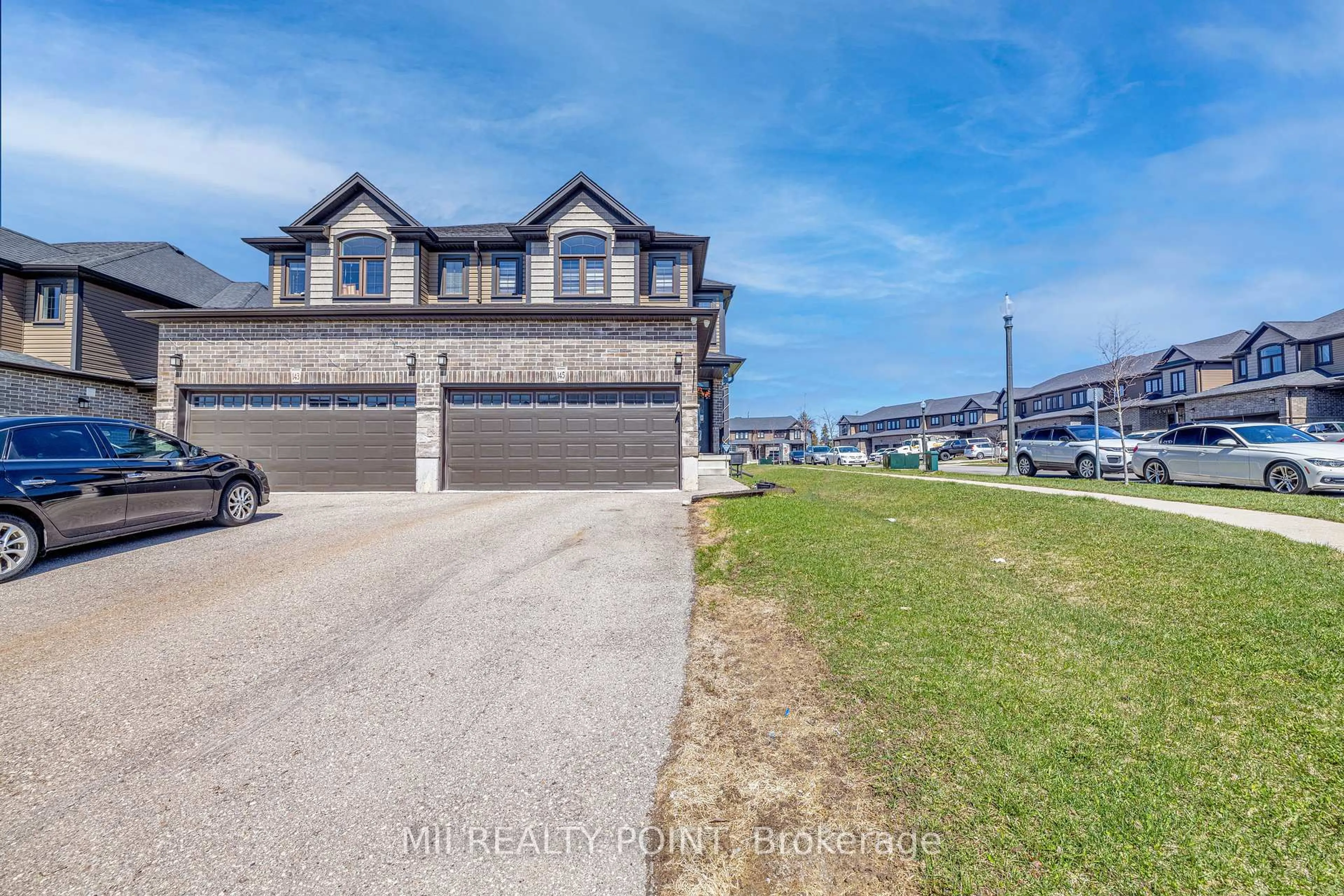 A pic from outside/outdoor area/front of a property/back of a property/a pic from drone, water/lake/river/ocean view for 145 Links Cres, Woodstock Ontario N4T 0K7