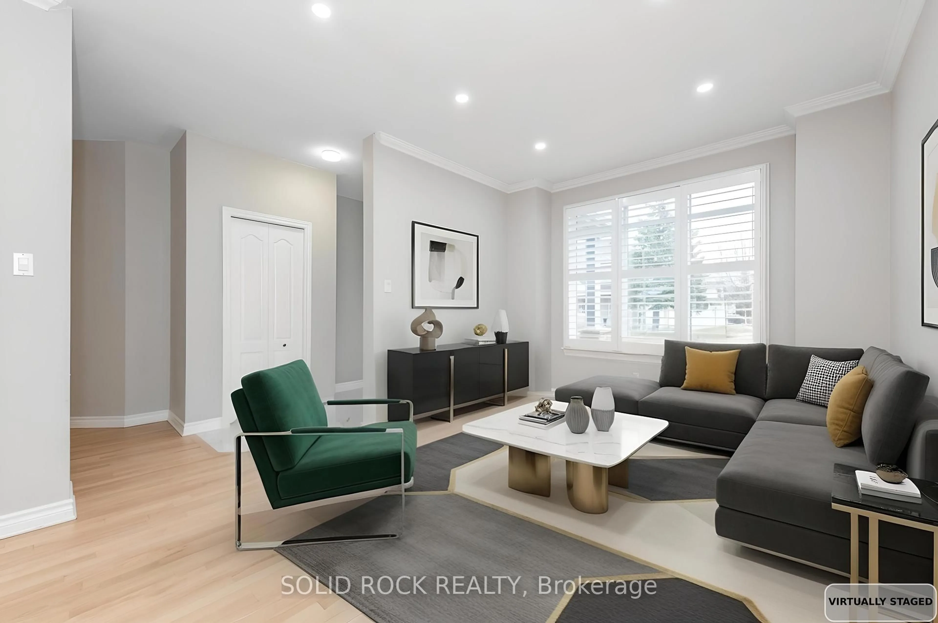 Living room with furniture, wood/laminate floor for 55 Gleeson Way, Ottawa Ontario K2J 4Y7