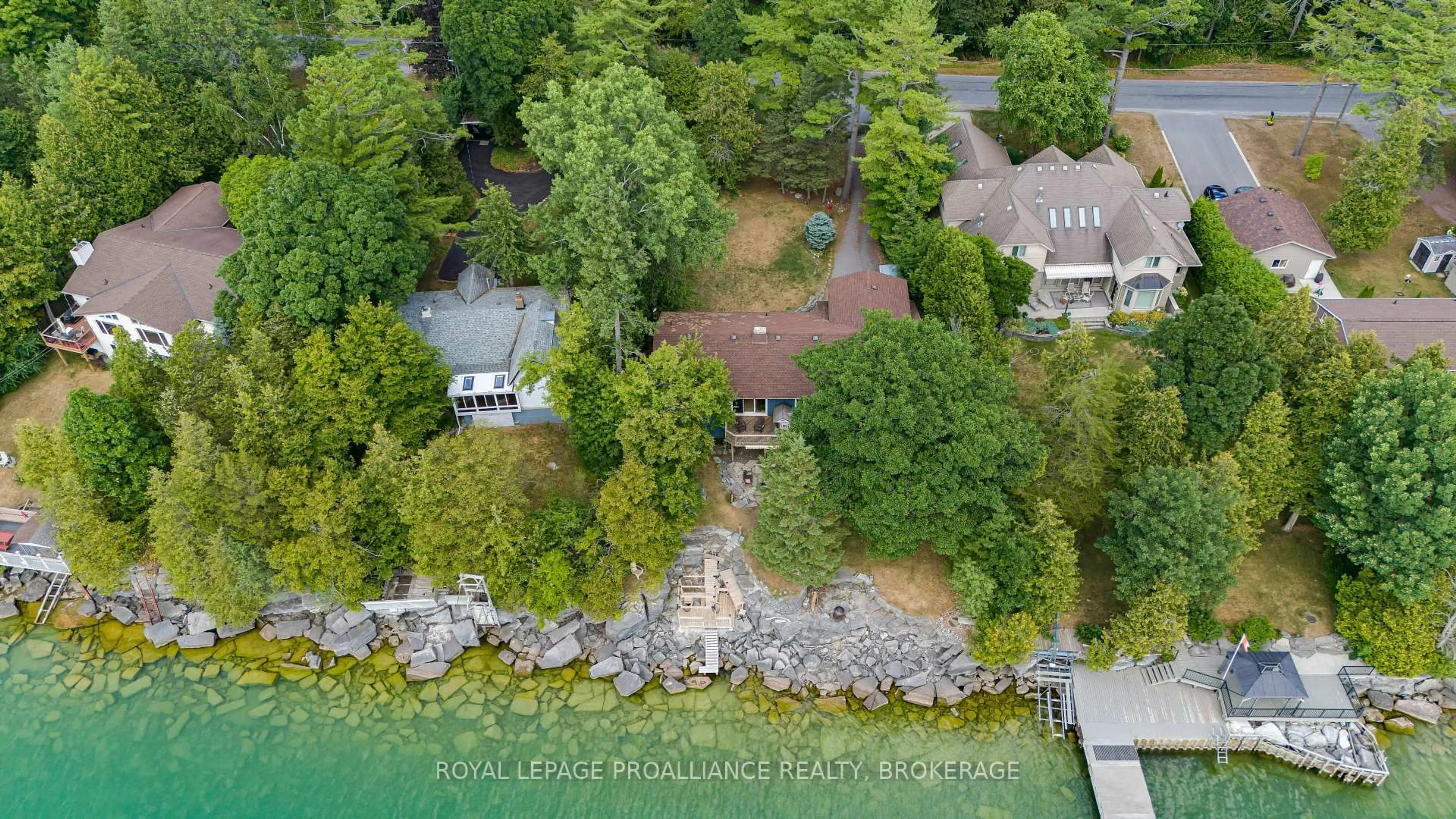 A pic from outside/outdoor area/front of a property/back of a property/a pic from drone, water/lake/river/ocean view for 182 Nicholson Point Rd, Bath Ontario K0H 1G0