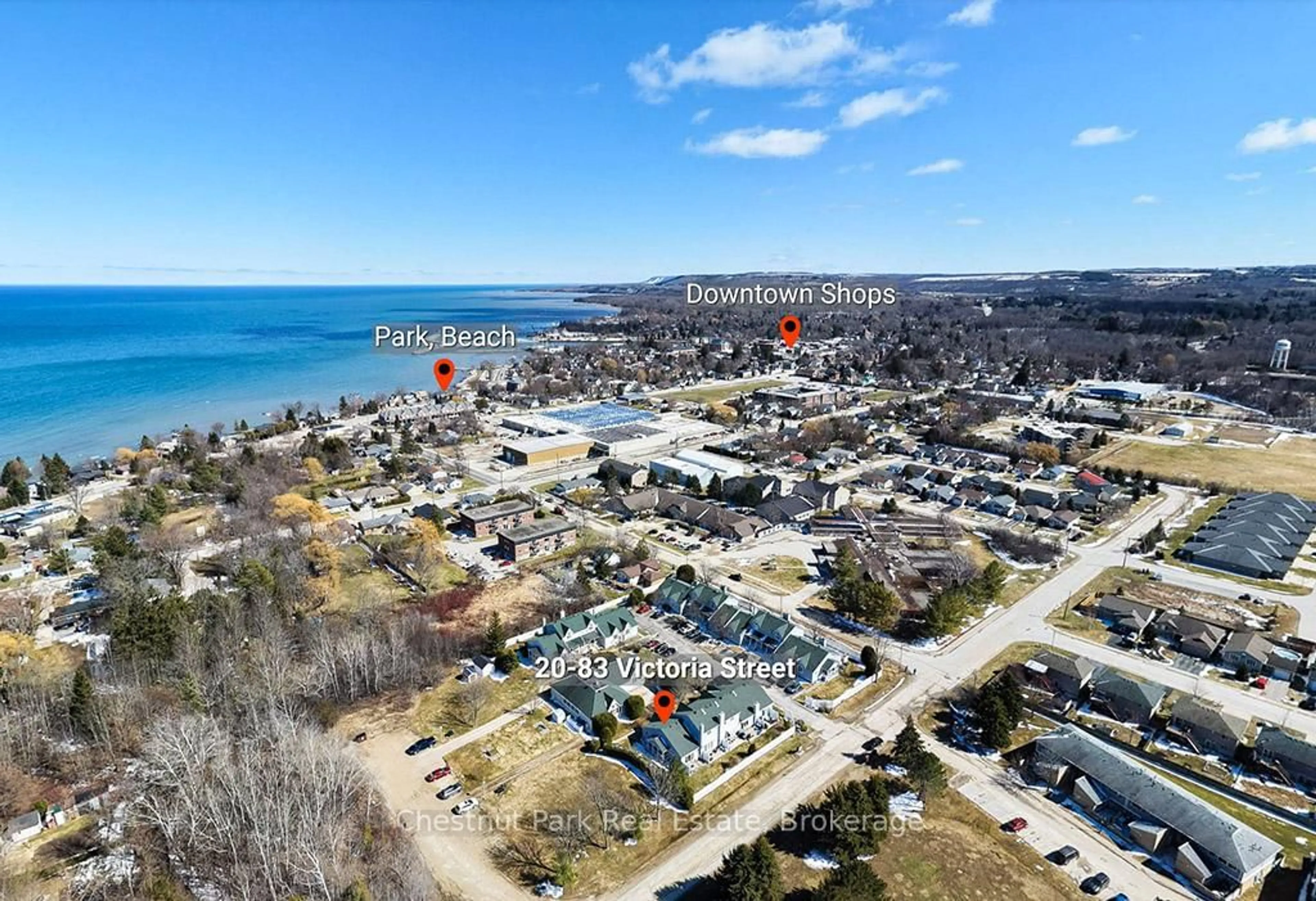 A pic from outside/outdoor area/front of a property/back of a property/a pic from drone, water/lake/river/ocean view for 83 Victoria St #20, Meaford Ontario N4L 1R4