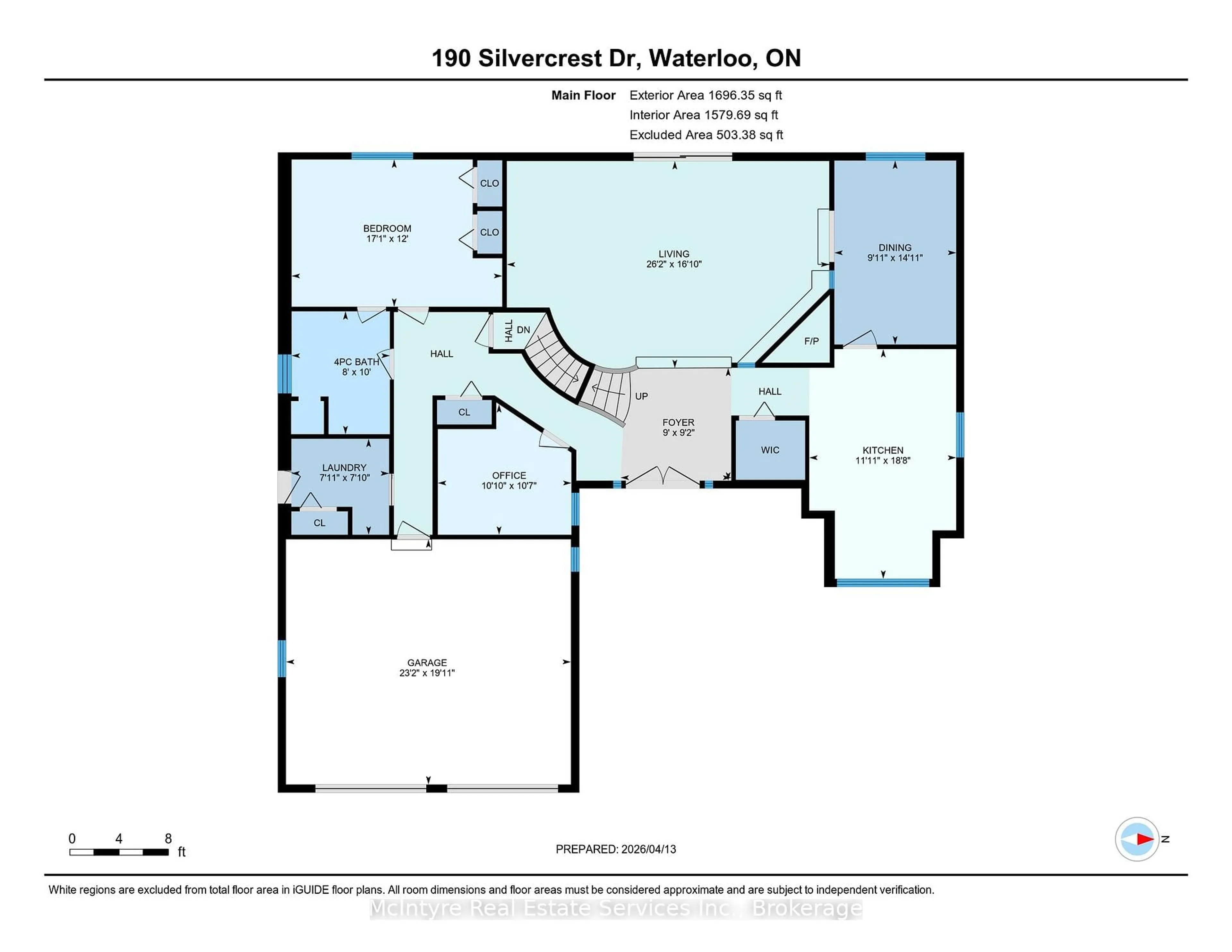 Floor plan for 190 Silvercrest Dr, Waterloo Ontario N2L 6B1
