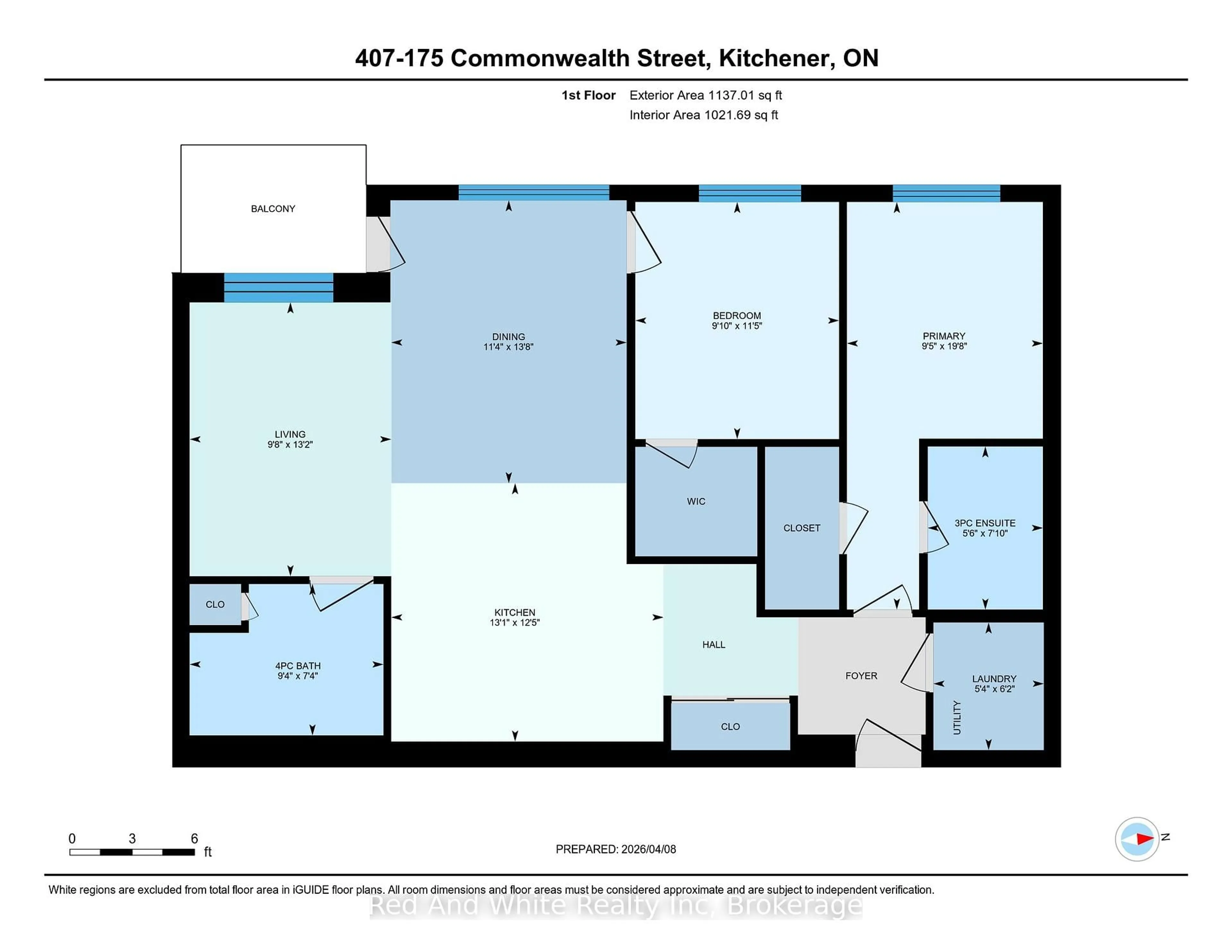 Floor plan for 175 Commonwealth St #407, Kitchener Ontario N2E 0H4