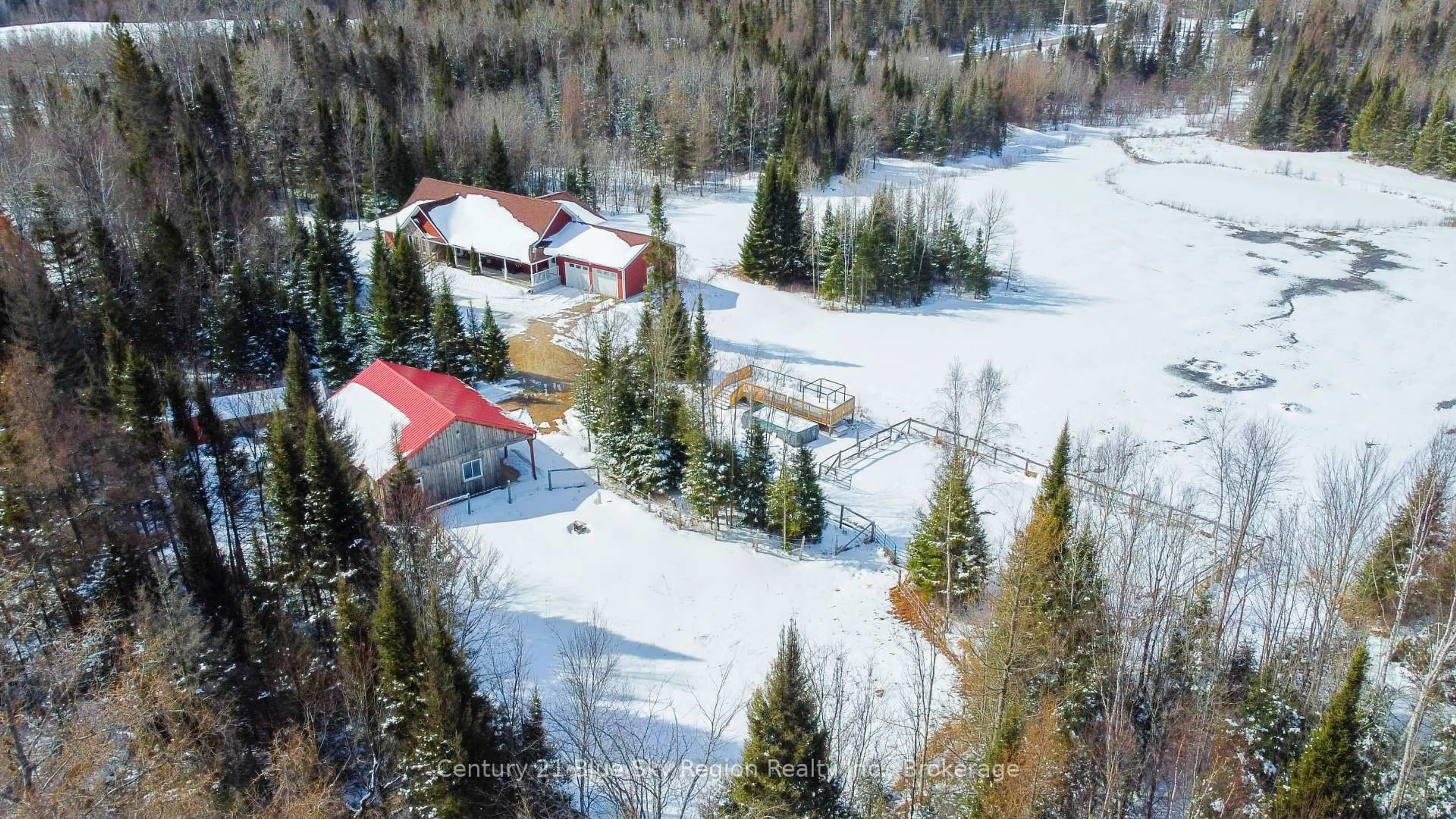 A pic from outside/outdoor area/front of a property/back of a property/a pic from drone, mountain view for 398 Highway 522, Powassan Ontario P0H 2L0