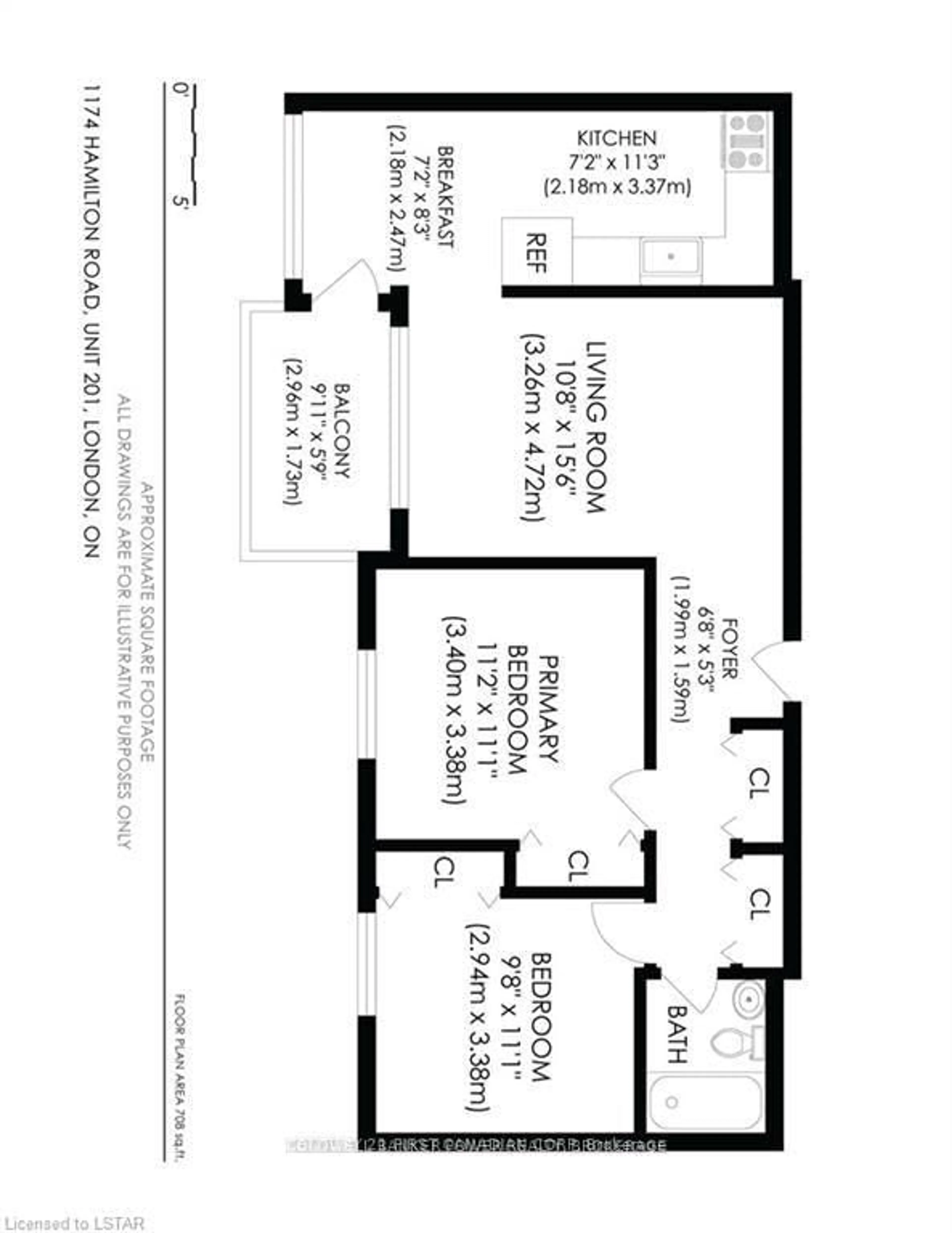Floor plan for 1174 Hamilton Rd #201, London East Ontario N5W 1A9