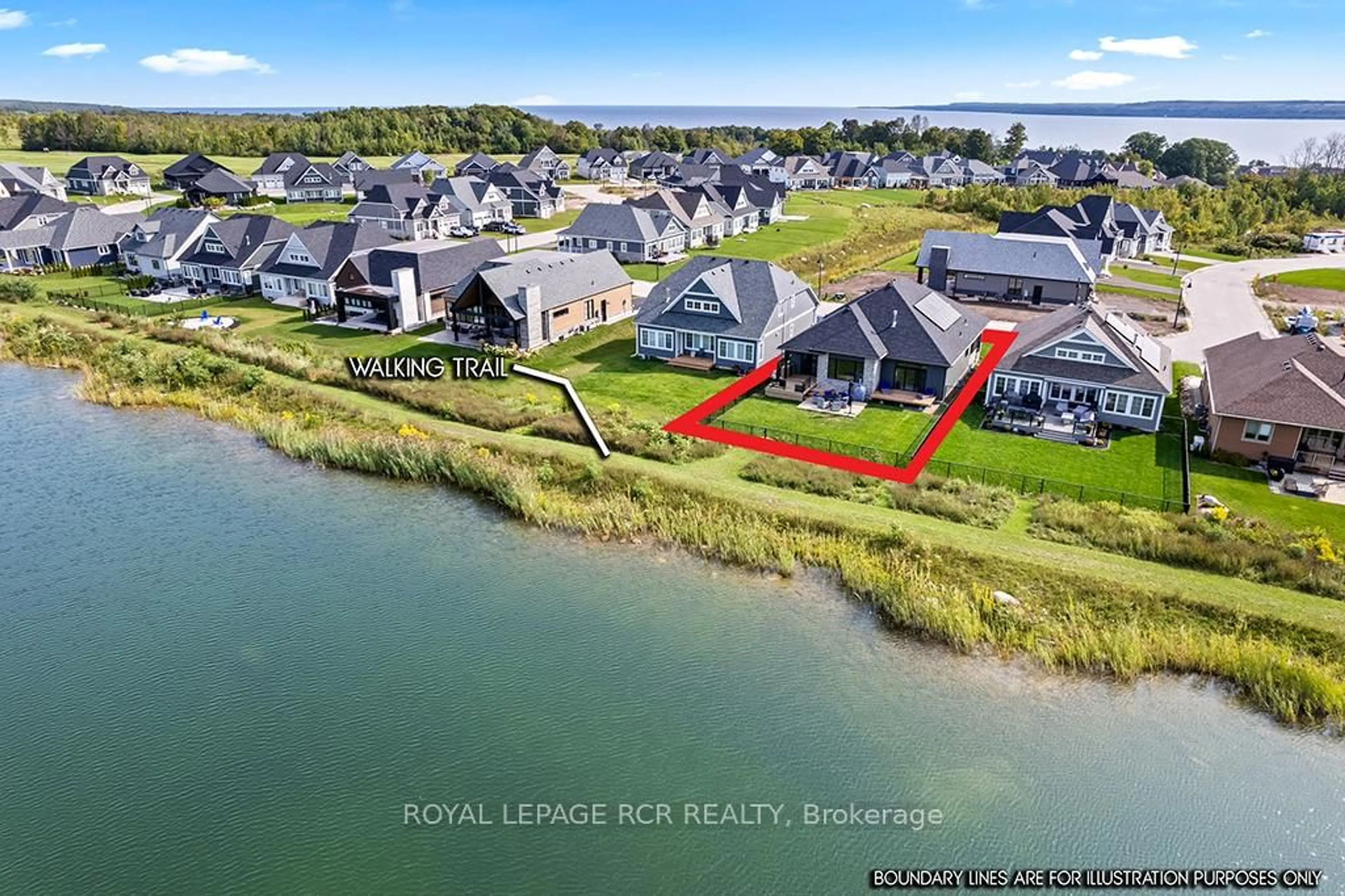 A pic from outside/outdoor area/front of a property/back of a property/a pic from drone, water/lake/river/ocean view for 232 Snowberry Lane, Georgian Bluffs Ontario N0H 1S0