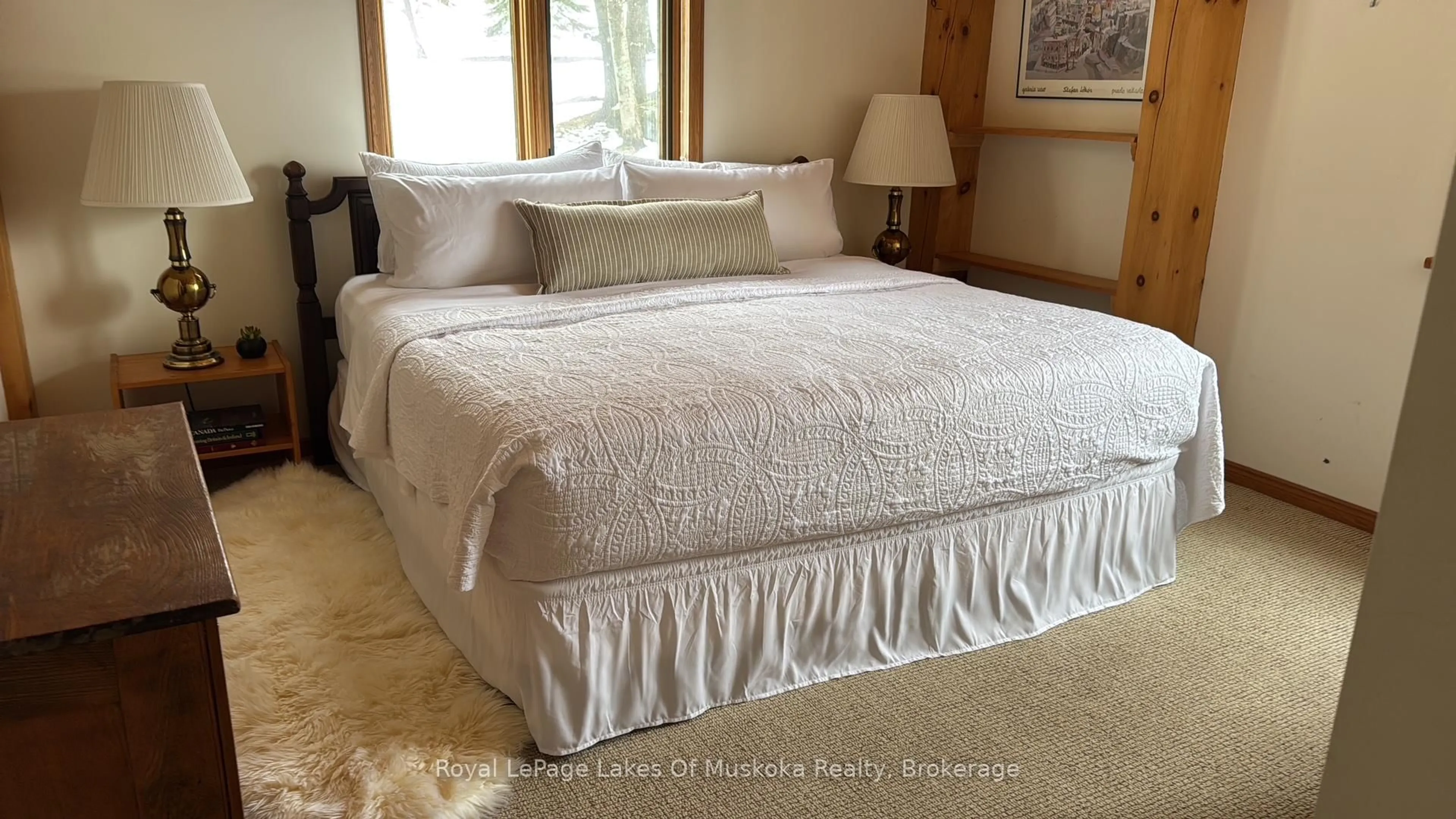 Bedroom with bed, carpet floor for 124B Maplehurst Rd, Seguin Ontario P0C 1J0