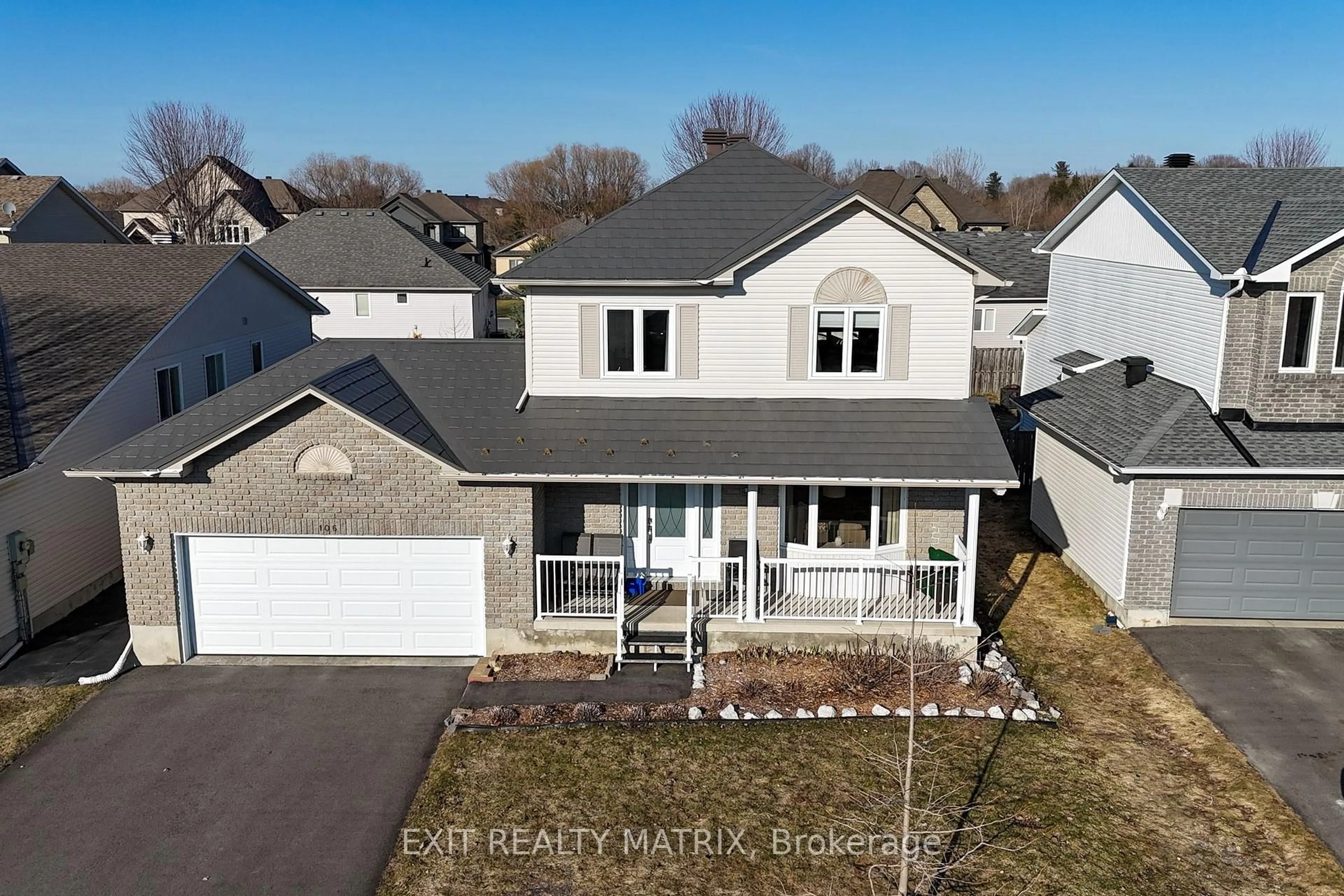 A pic from outside/outdoor area/front of a property/back of a property/a pic from drone, street for 106 Lachaine St, Russell Ontario K0A 3H0