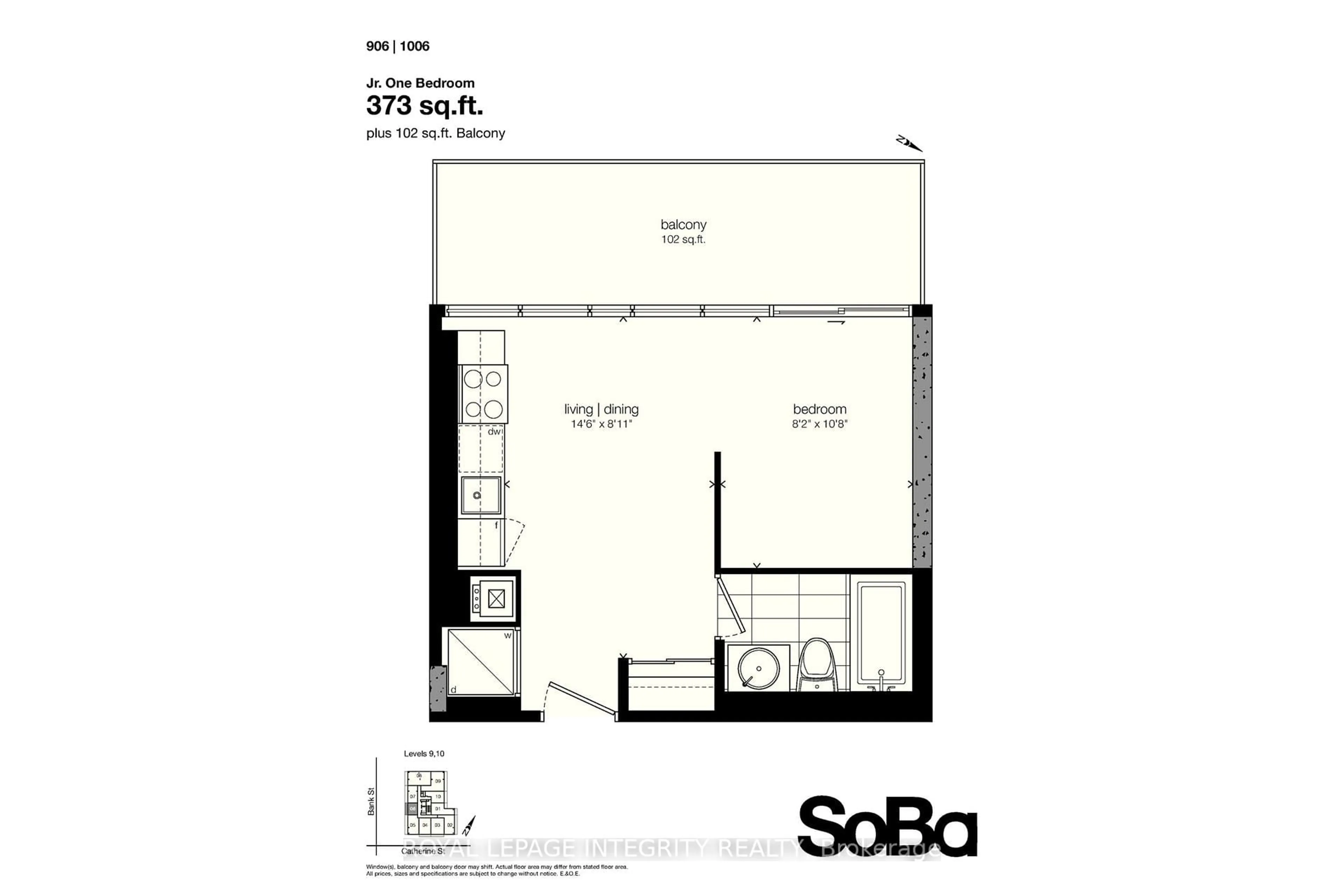Floor plan for 203 CATHERINE St #1006, Ottawa Ontario K2P 1J5