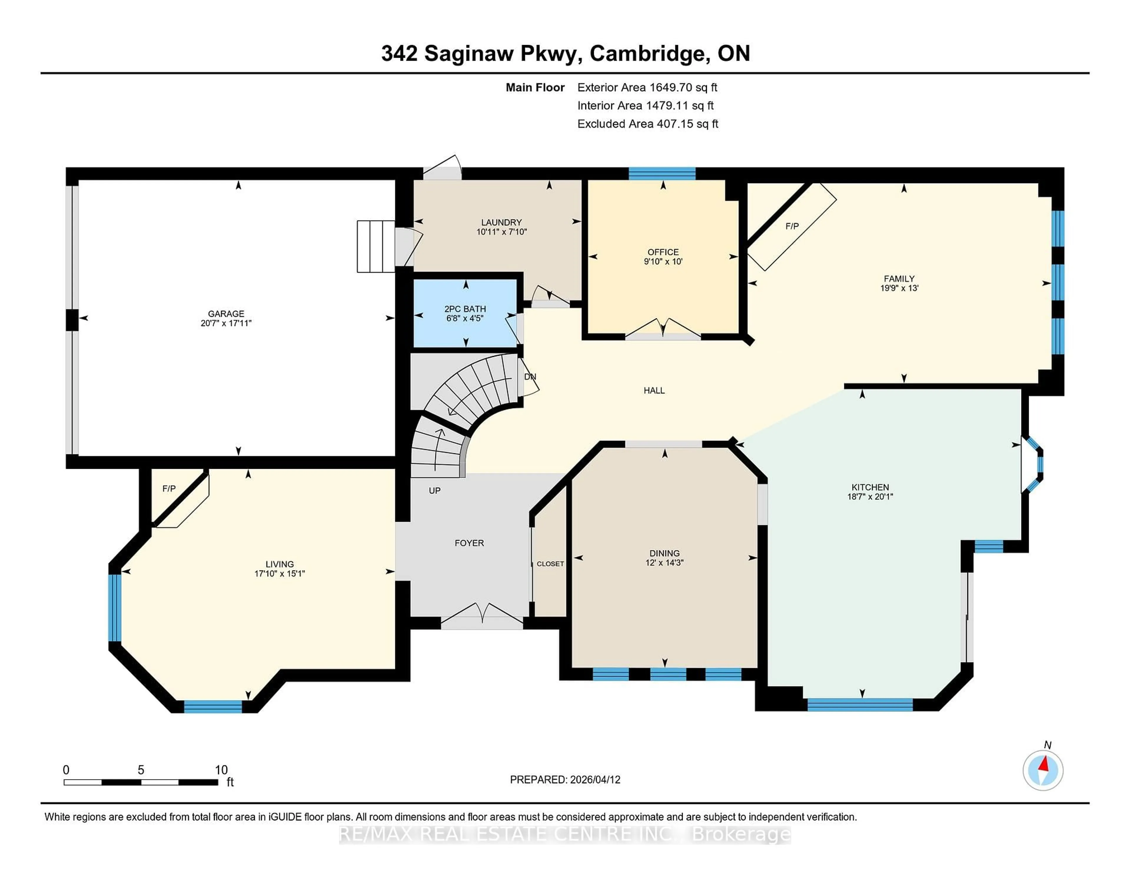 Floor plan for 342 Saginaw Pkwy, Cambridge Ontario N1T 1R8