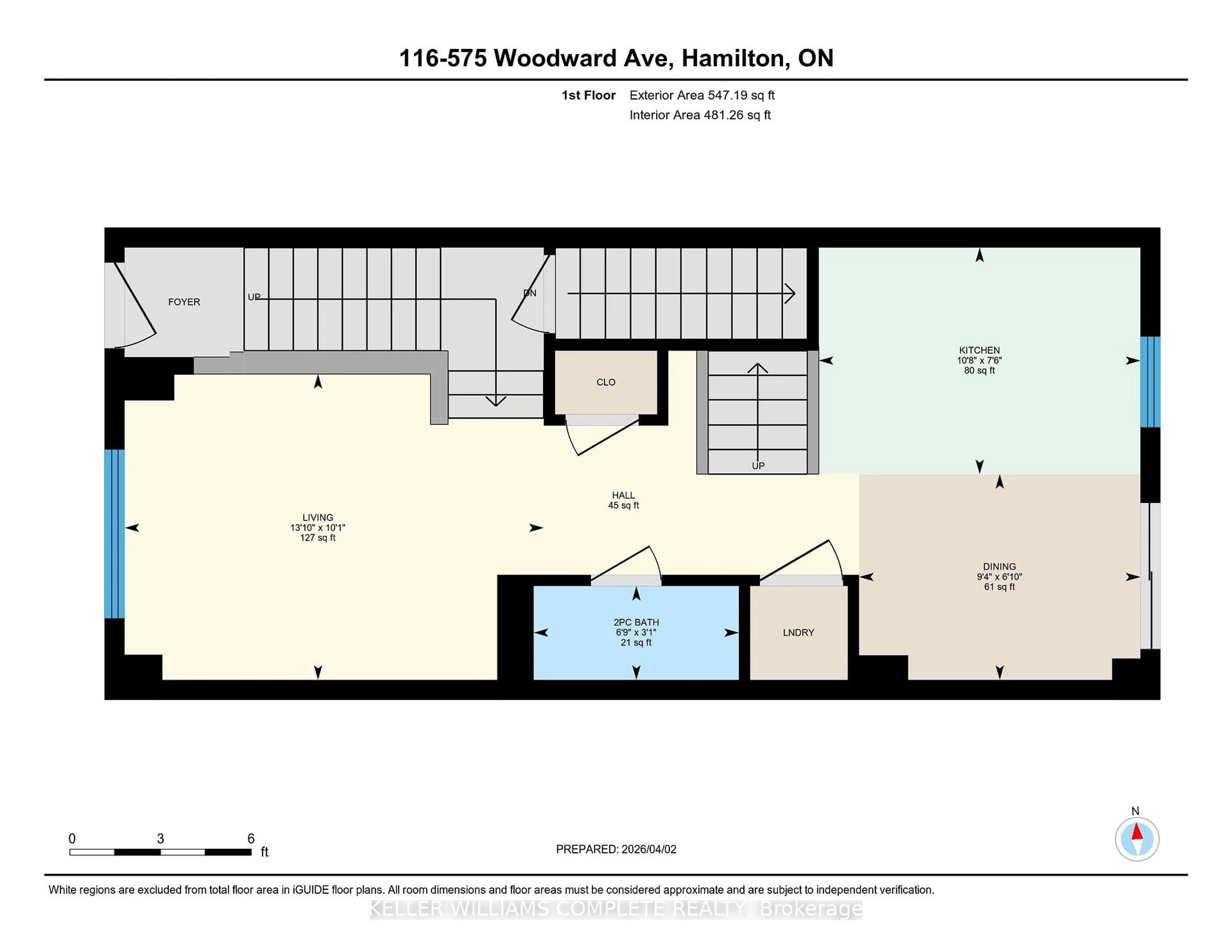 Floor plan for 575 Woodward Ave #116, Hamilton Ontario L8H 0B3