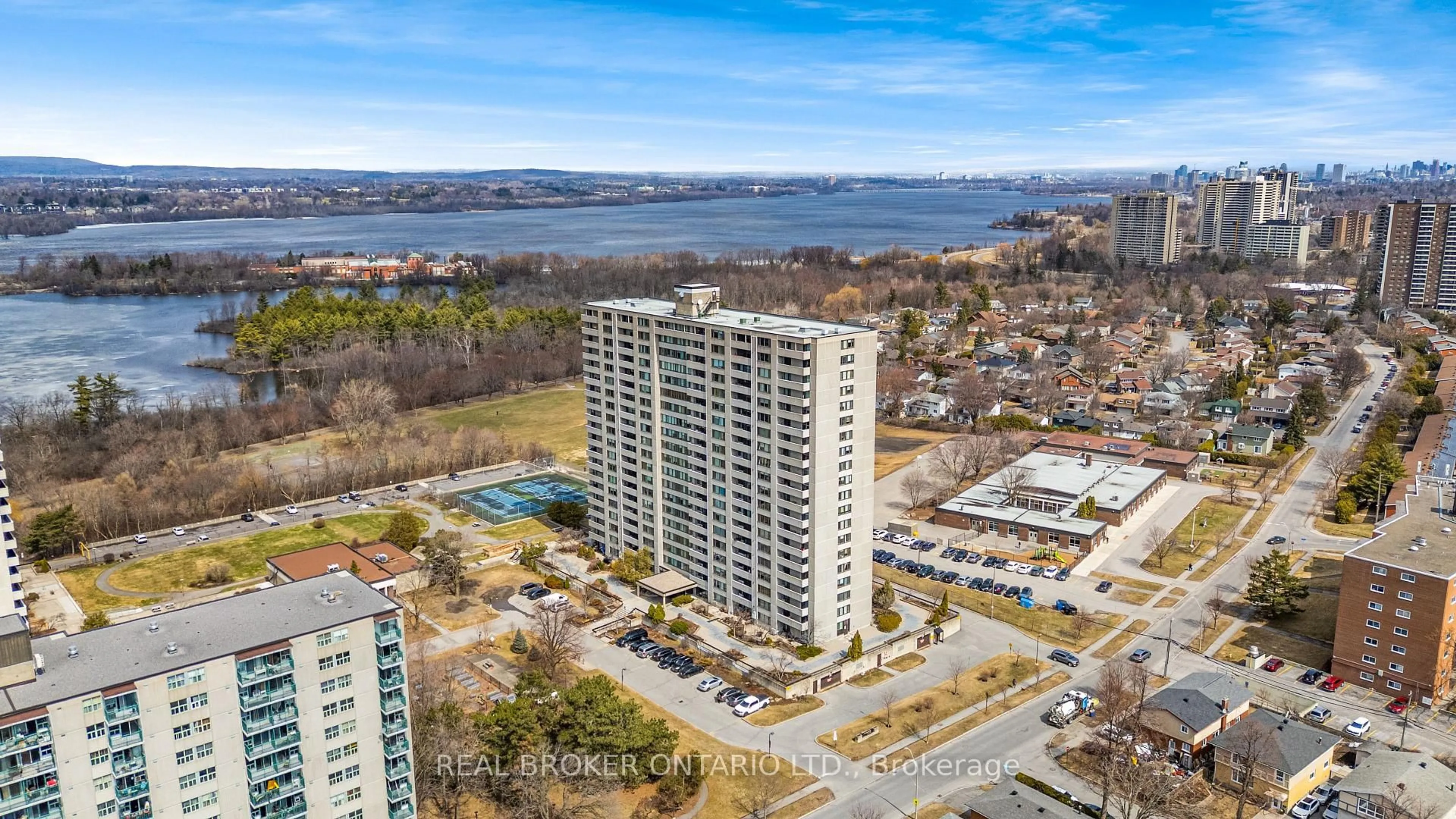 A pic from outside/outdoor area/front of a property/back of a property/a pic from drone, water/lake/river/ocean view for 2625 Regina St #506, Ottawa Ontario K2B 5W8