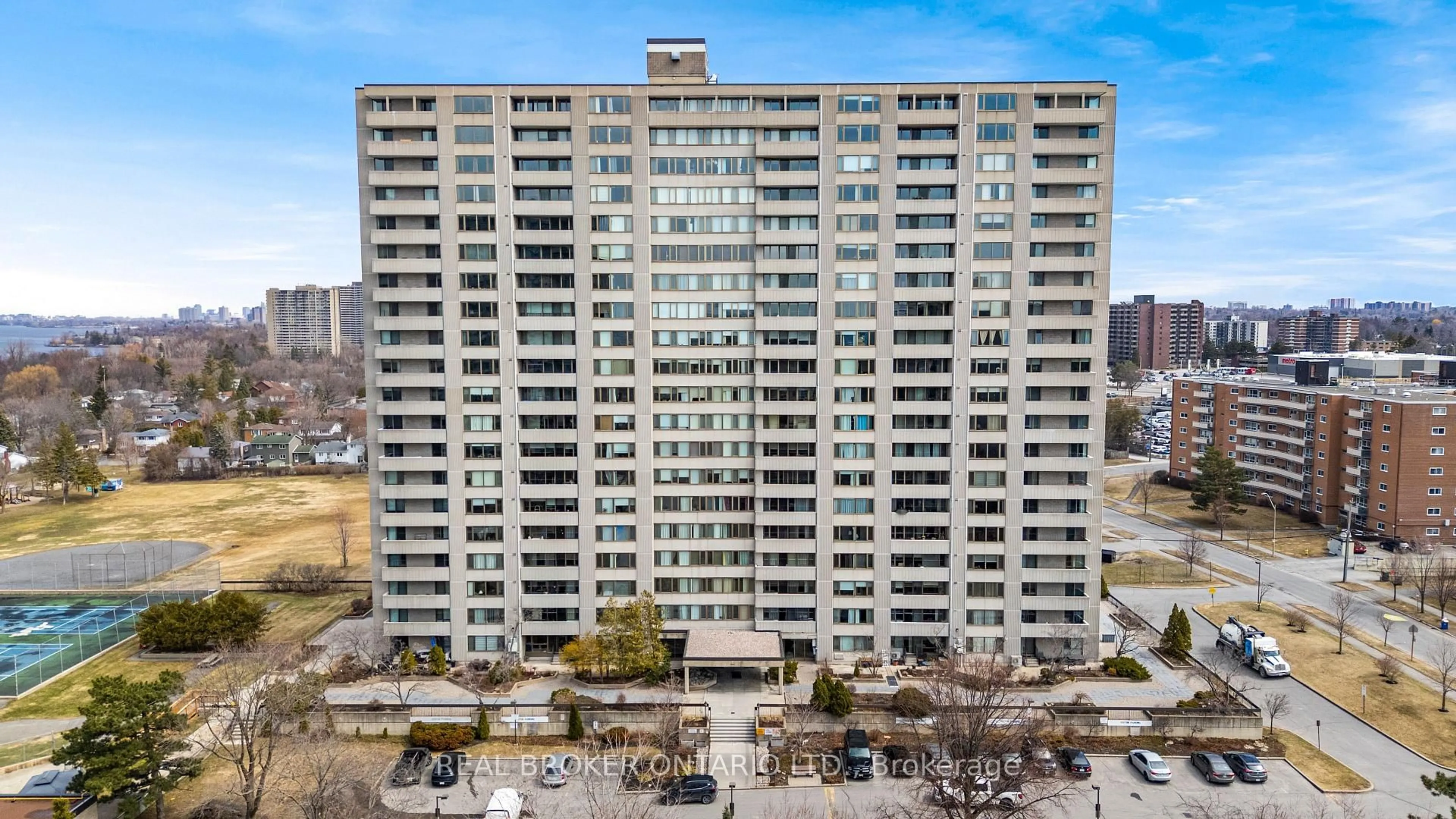 A pic from outside/outdoor area/front of a property/back of a property/a pic from drone, city buildings view from balcony for 2625 Regina St #506, Ottawa Ontario K2B 5W8