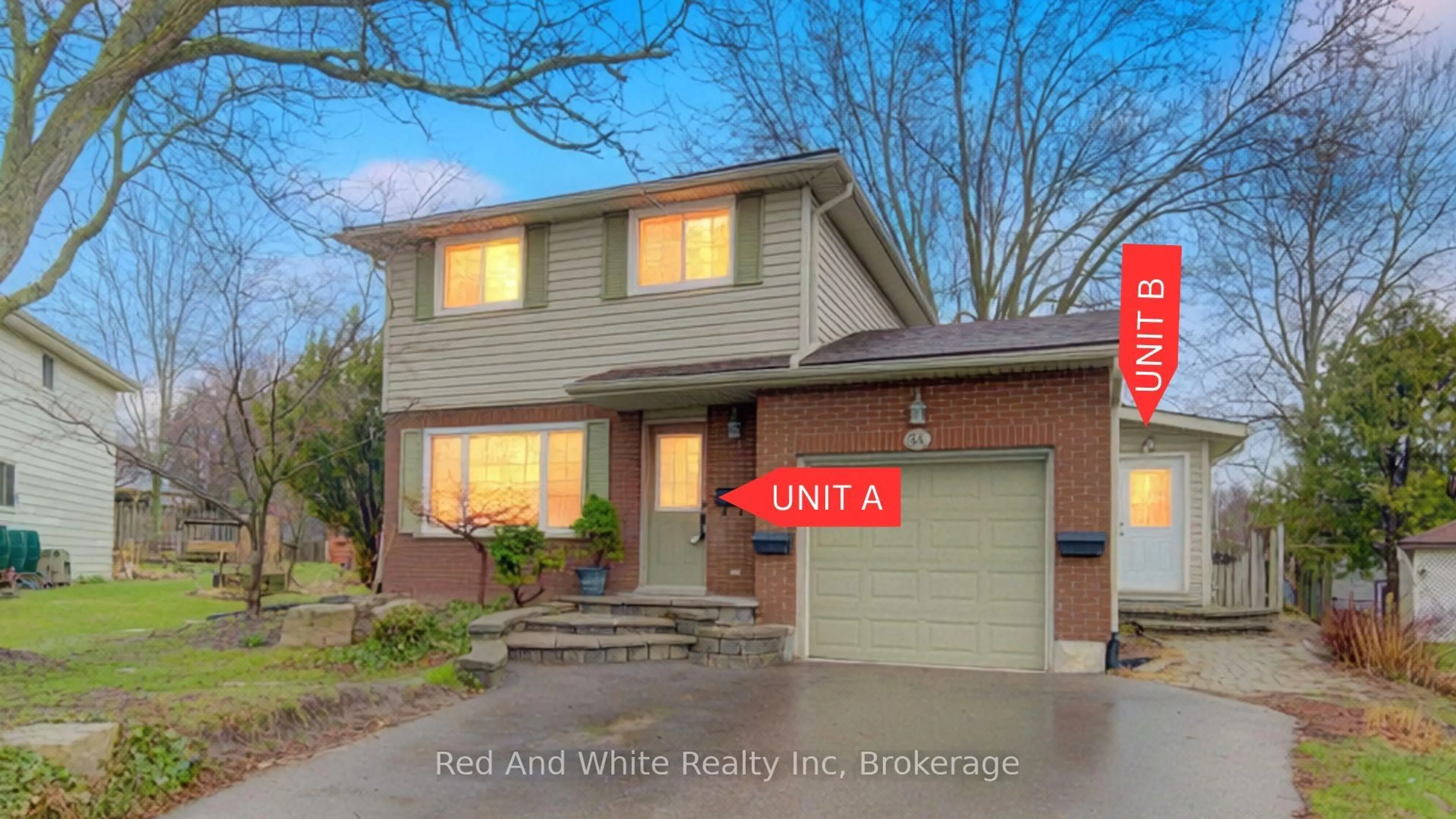 Home with vinyl exterior material, street for 34 Forest Glen Crt, Kitchener Ontario N2N 1E2