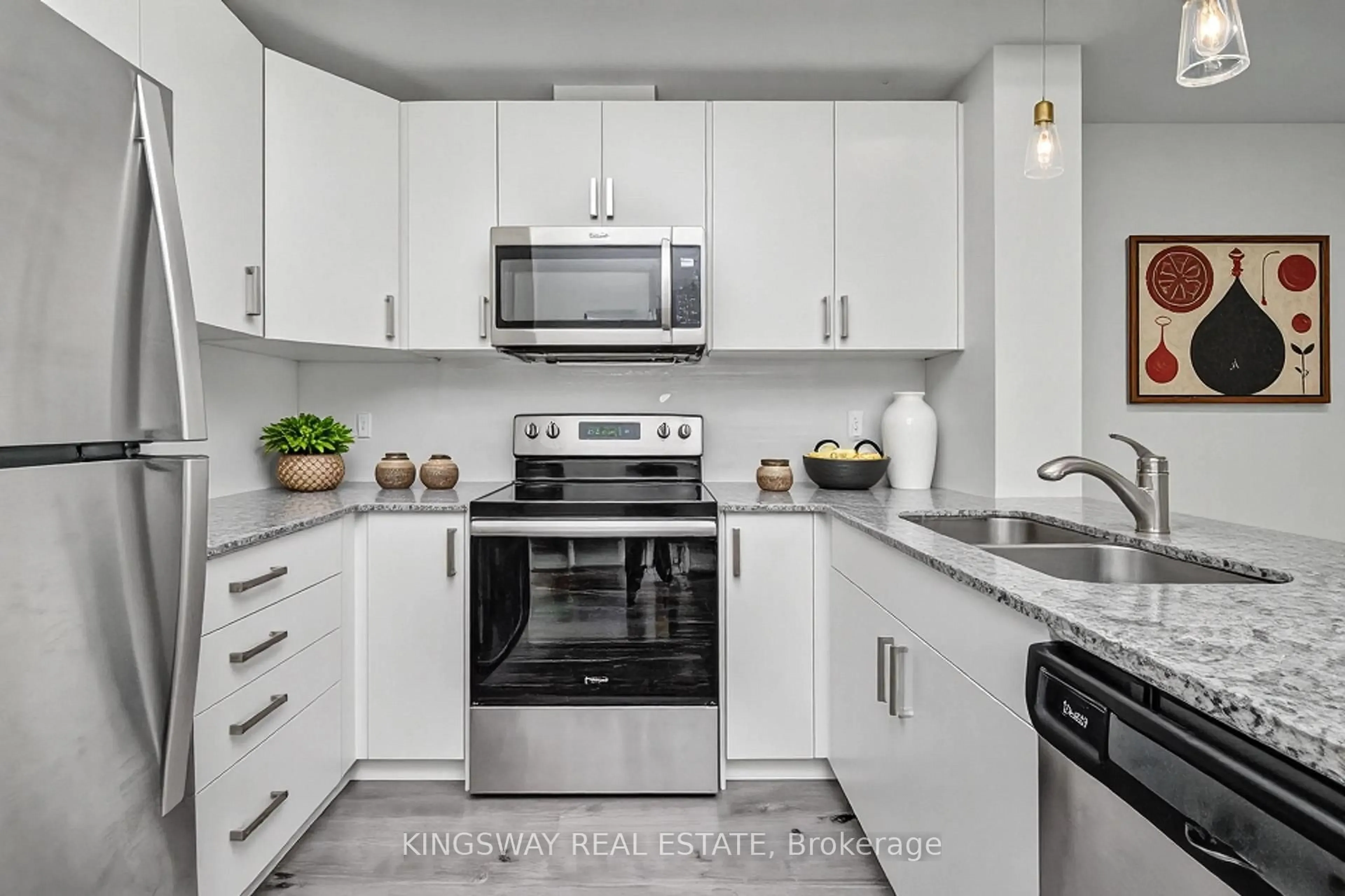 Standard kitchen, ceramic/tile floor for 60 Charles St #801, Kitchener Ontario N2G 0C9