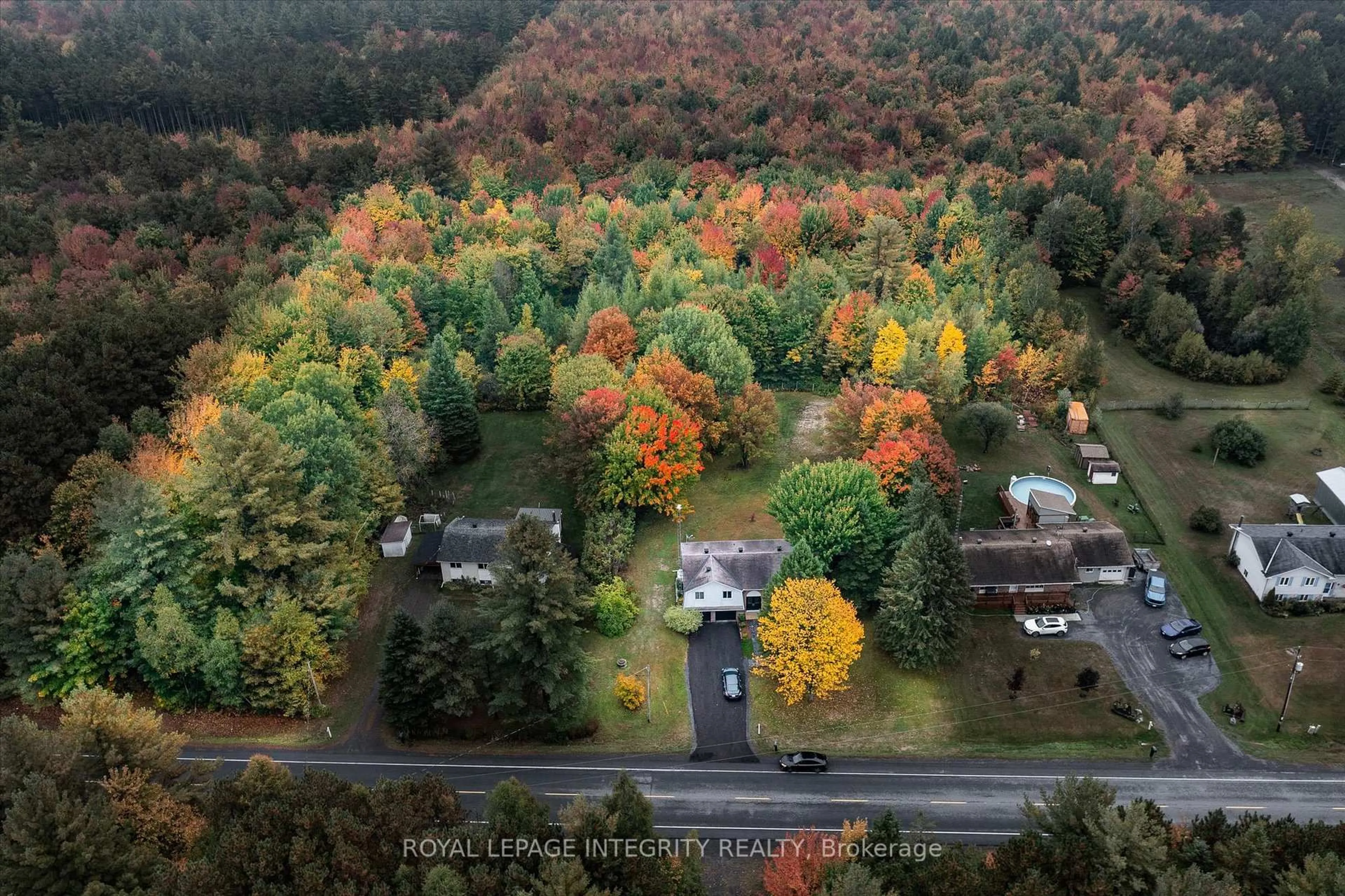 A pic from outside/outdoor area/front of a property/back of a property/a pic from drone, forest/trees view for 416 Clarence Cambridge Rd, The Nation Ontario K0A 1E0
